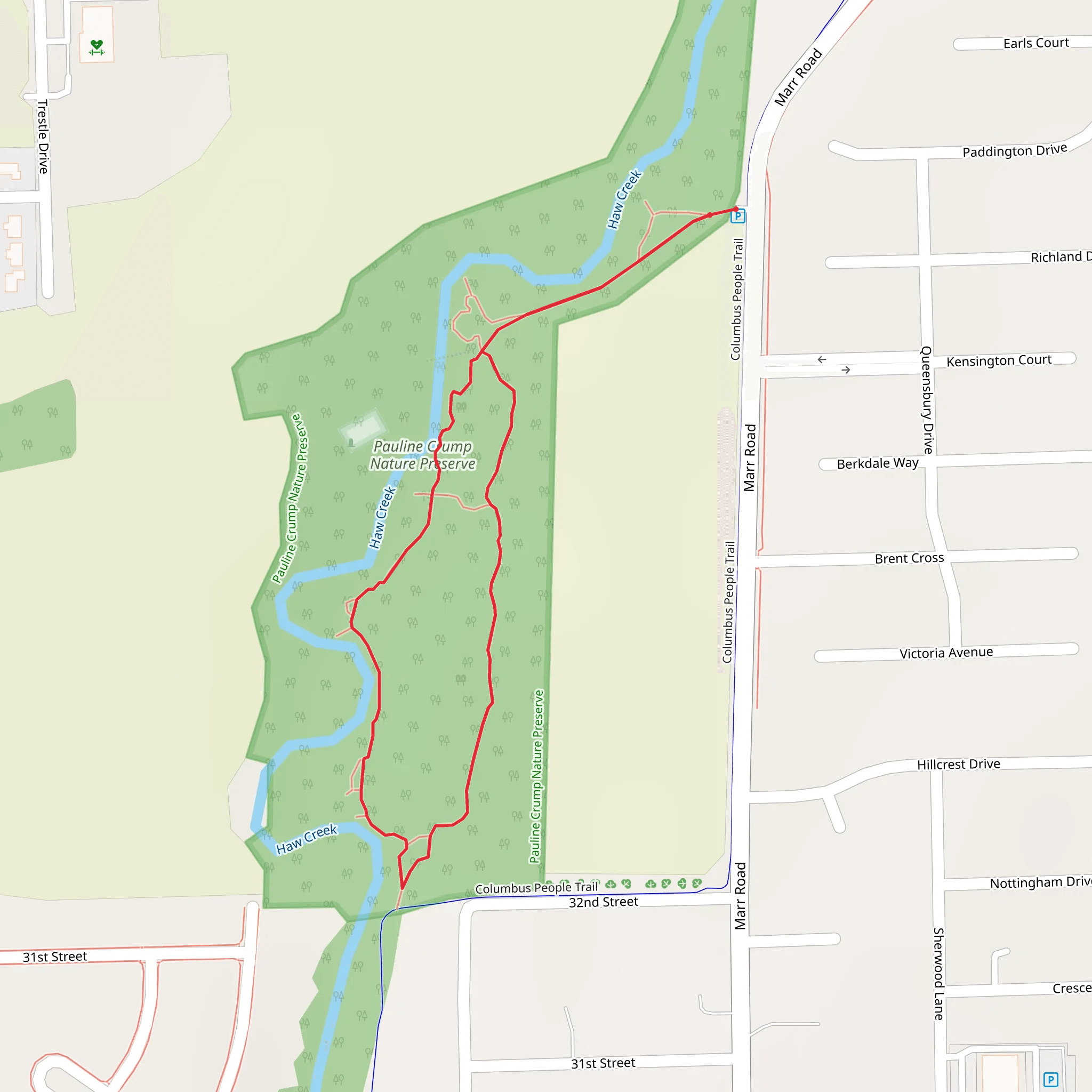 Pauline crump Nature Preserve Loop mobile static map