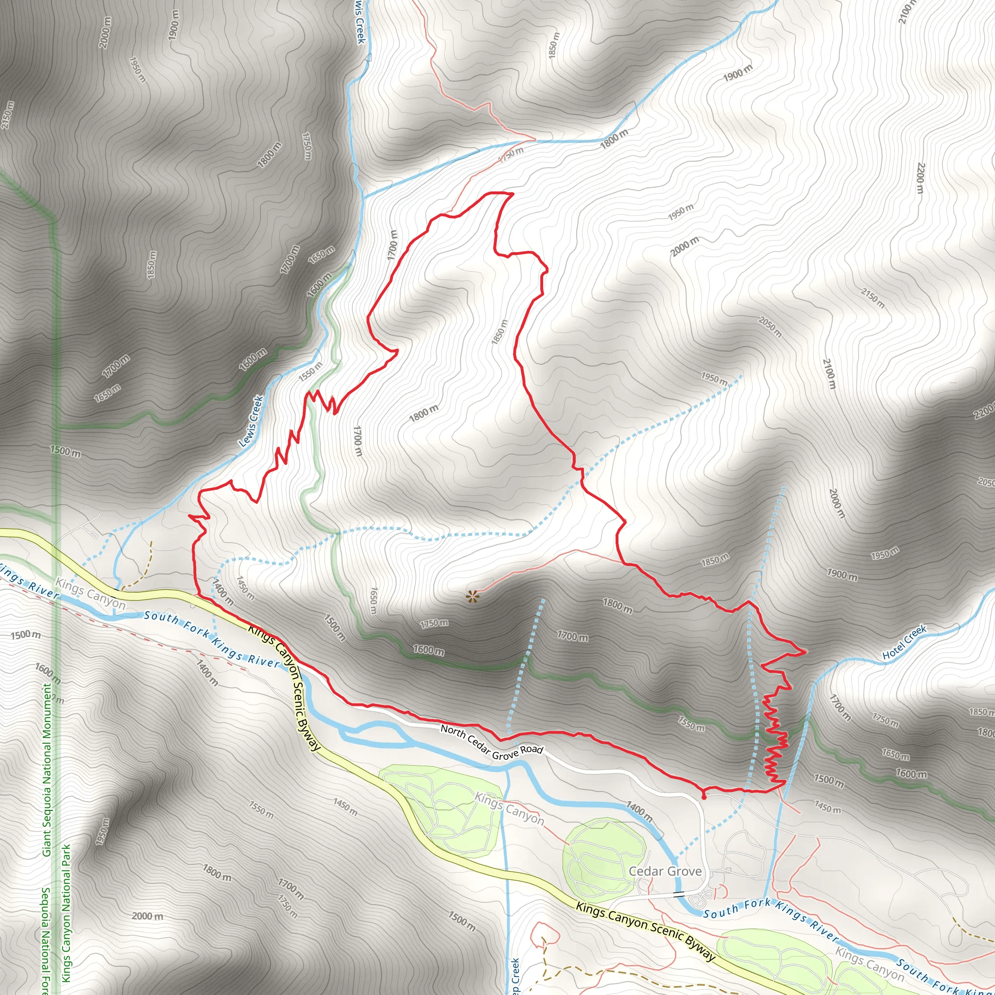 Lewis Creek and Hotel Creek Loop Trail mobile static map