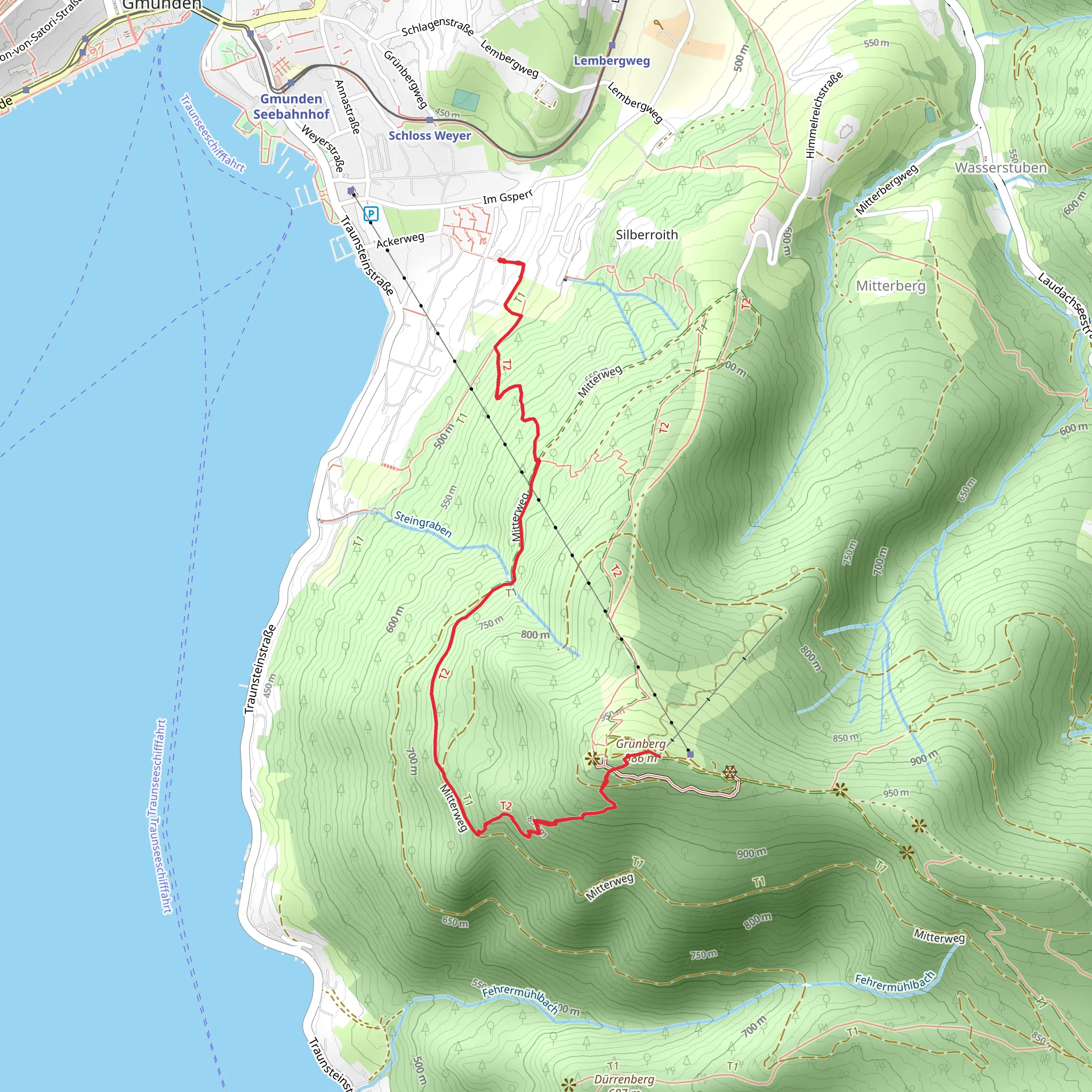 Gmunden - Weyer - Grünberg Summit mobile static map