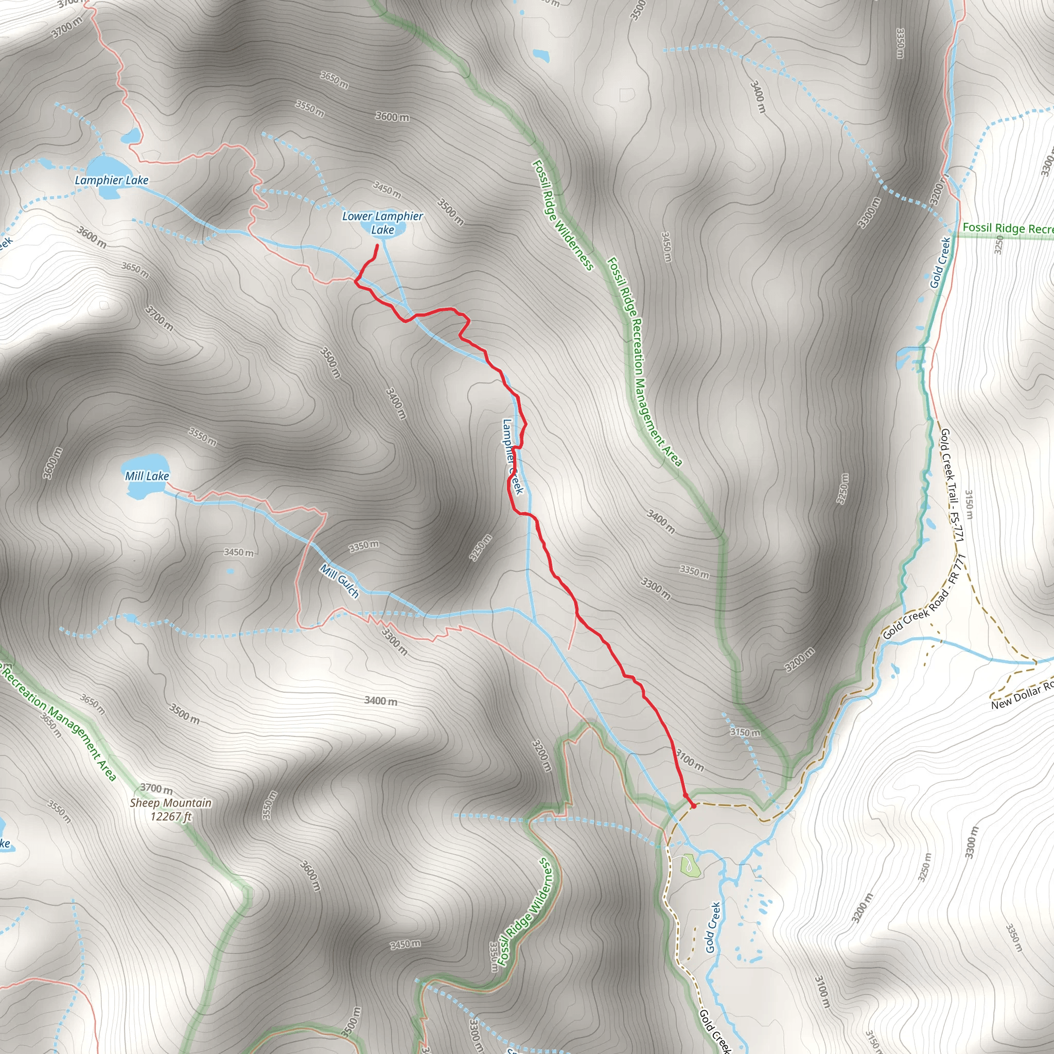 Lower Lamphier Lake via South Lottis Trail mobile static map