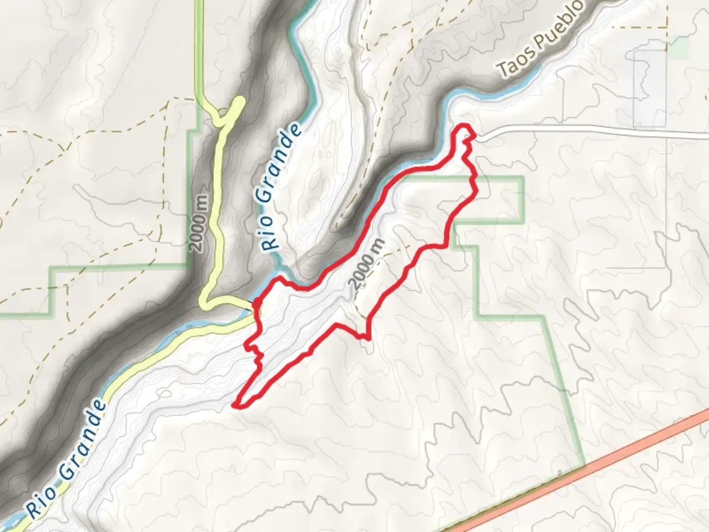 An image depicting the trail Klauer Trail, Picuris Trail and The Slide Trail and its surrounding area.