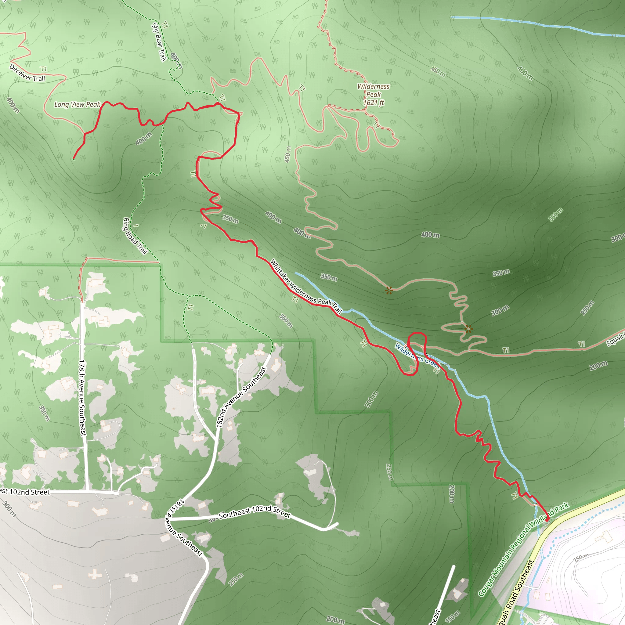 Whittaker Wilderness Peak Trail and Long View Peak Trail mobile static map