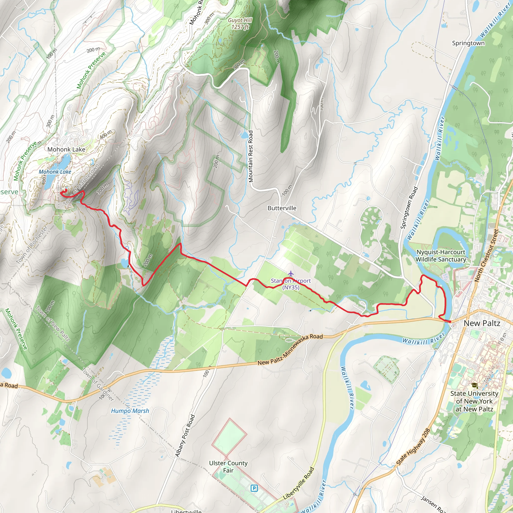 Skytop Tower Trail from New Paltz mobile static map