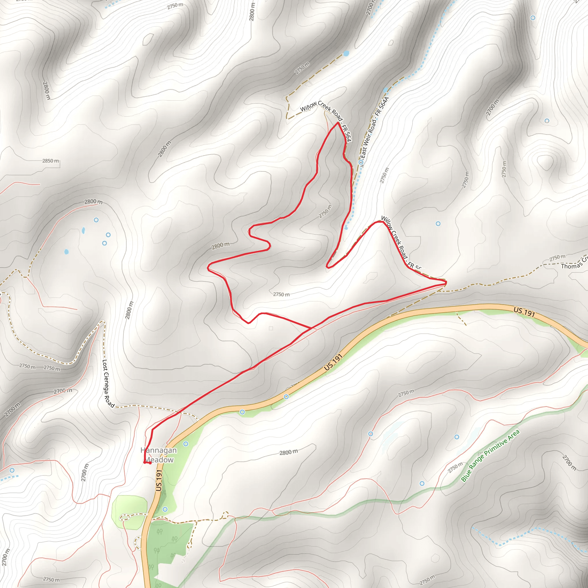 Horseshoe Cienega Trail mobile static map