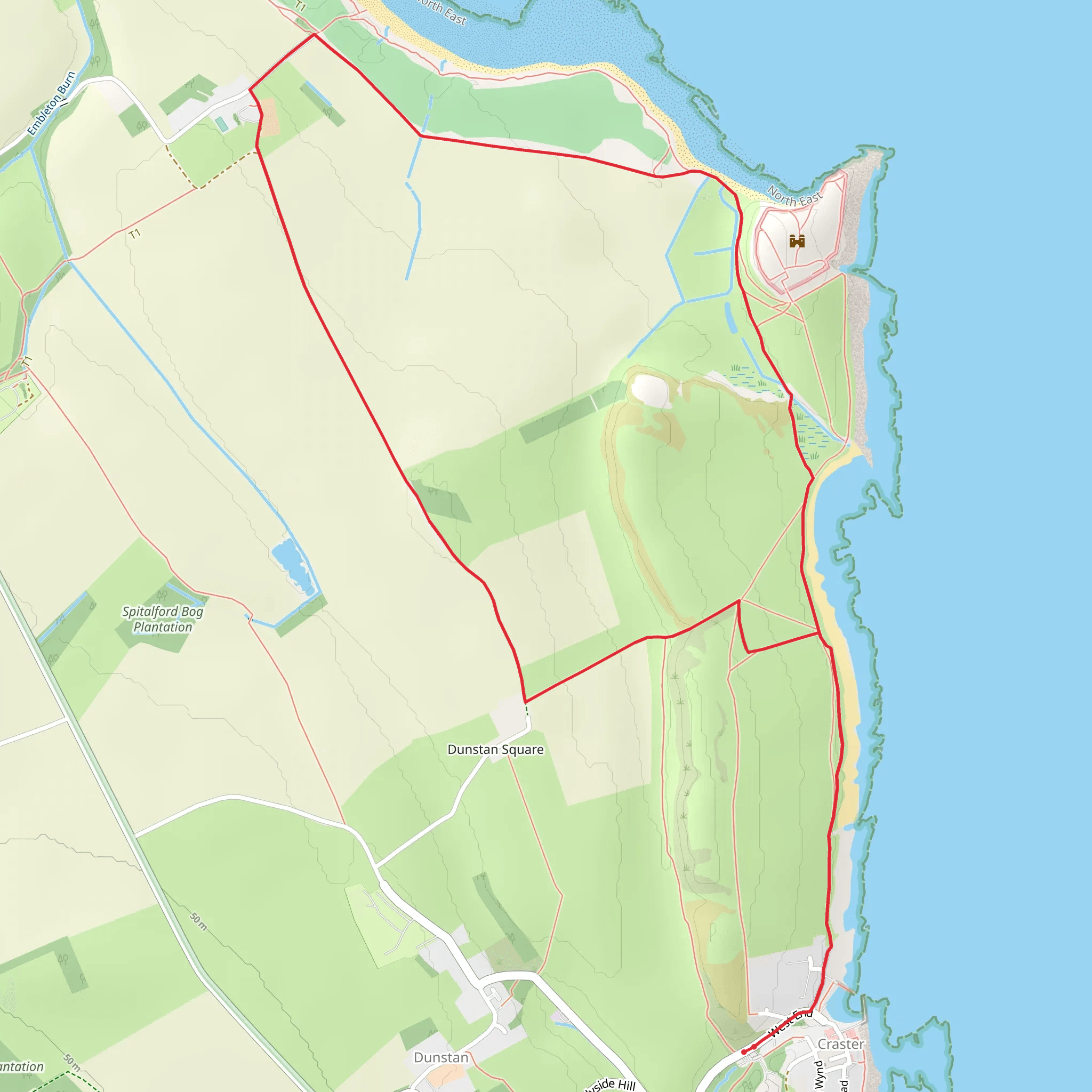 Dunstanburgh Castle from Craster mobile static map