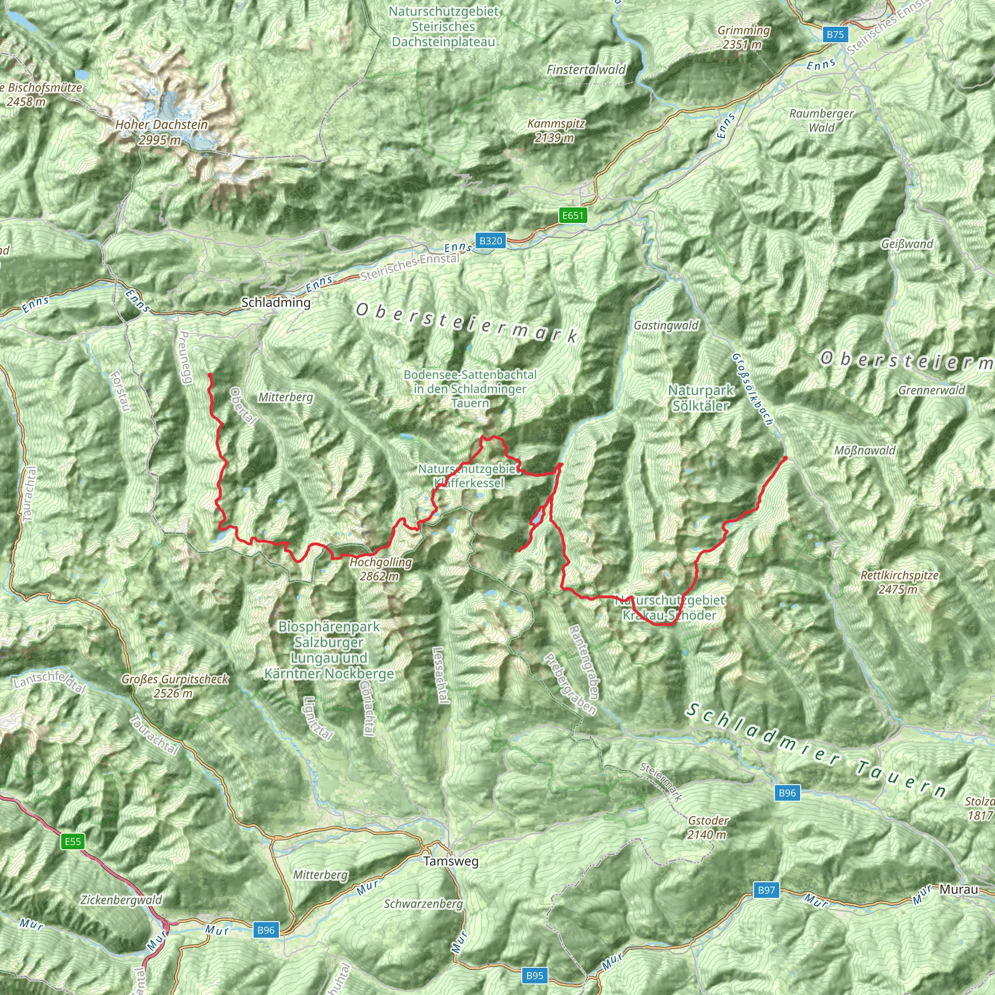 Schladminger Tauern High Trail mobile static map