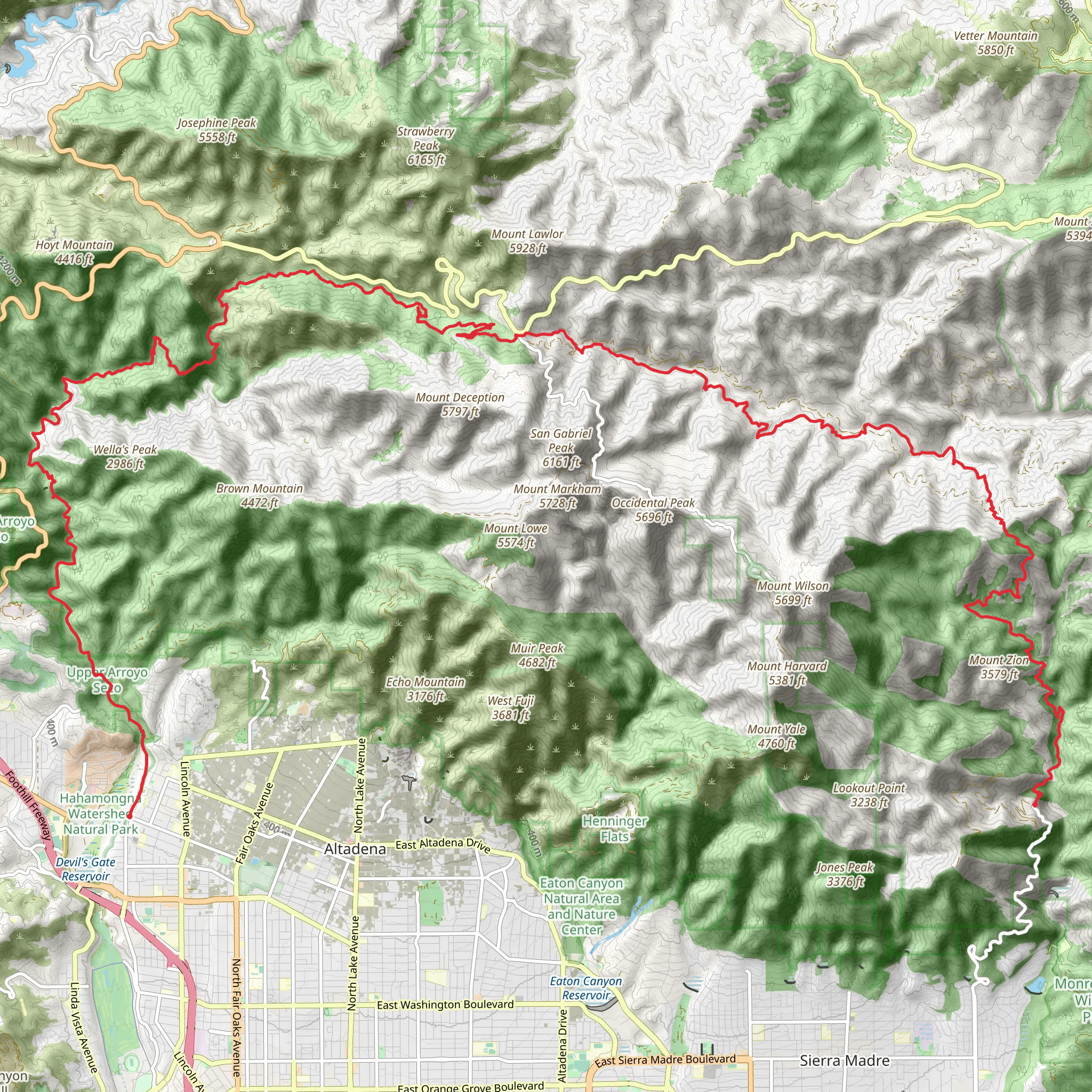 Gabrielino National Recreation Trail mobile static map