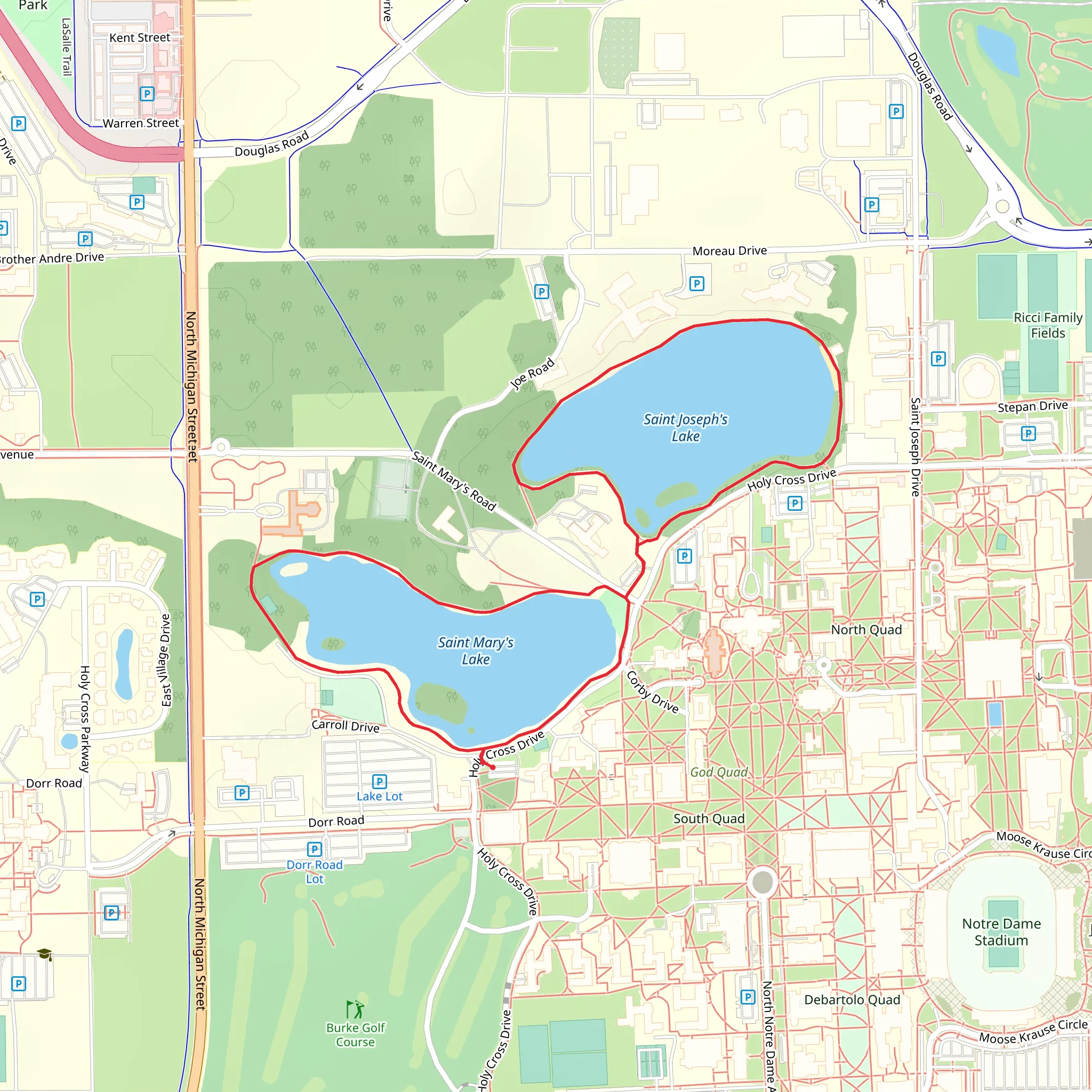 Saint Mary's Lake and Saint Joseph's Lake Loop mobile static map