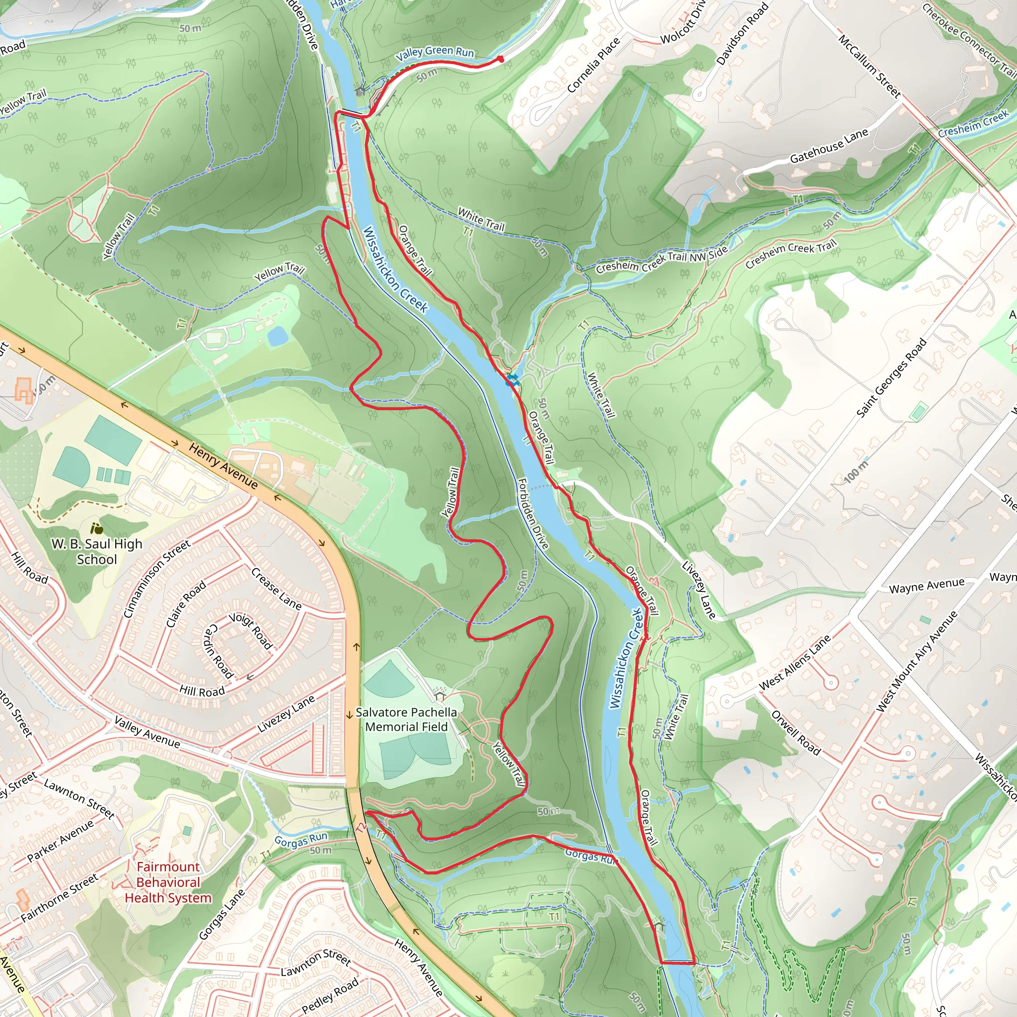 Wissahickon Creek Salvatore Pachella Memorial Field Loop mobile static map