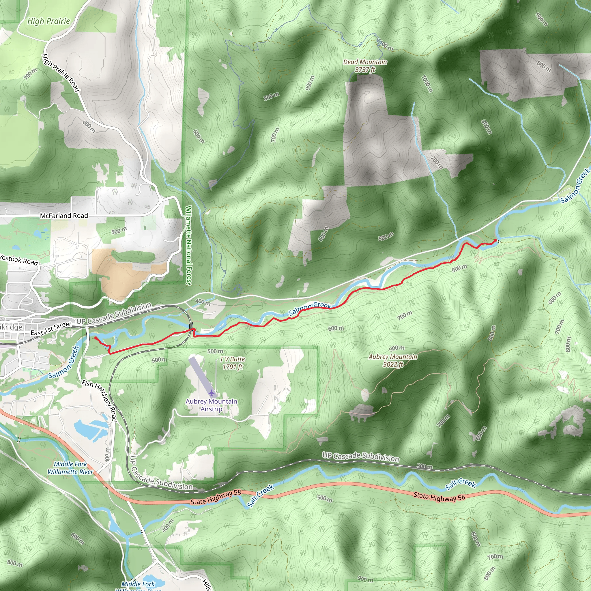 South Salmon Creek Trail mobile static map