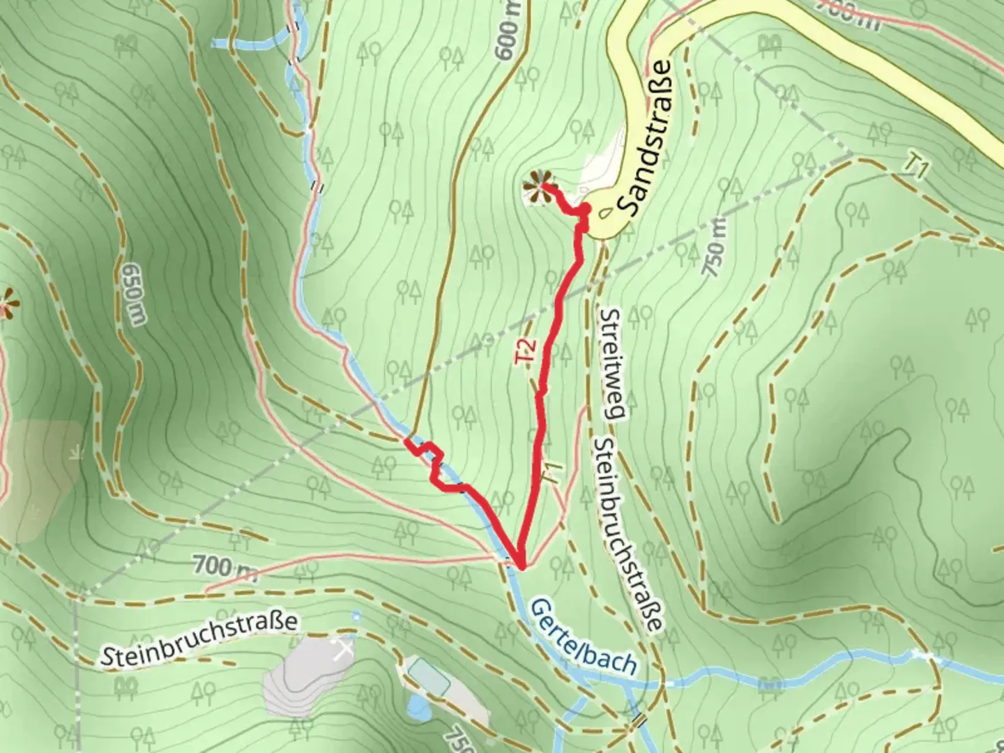An image depicting the trail Wiedenfelsen and Gertelbach Wasserfaelle via Gertelbach Rundweg and its surrounding area.