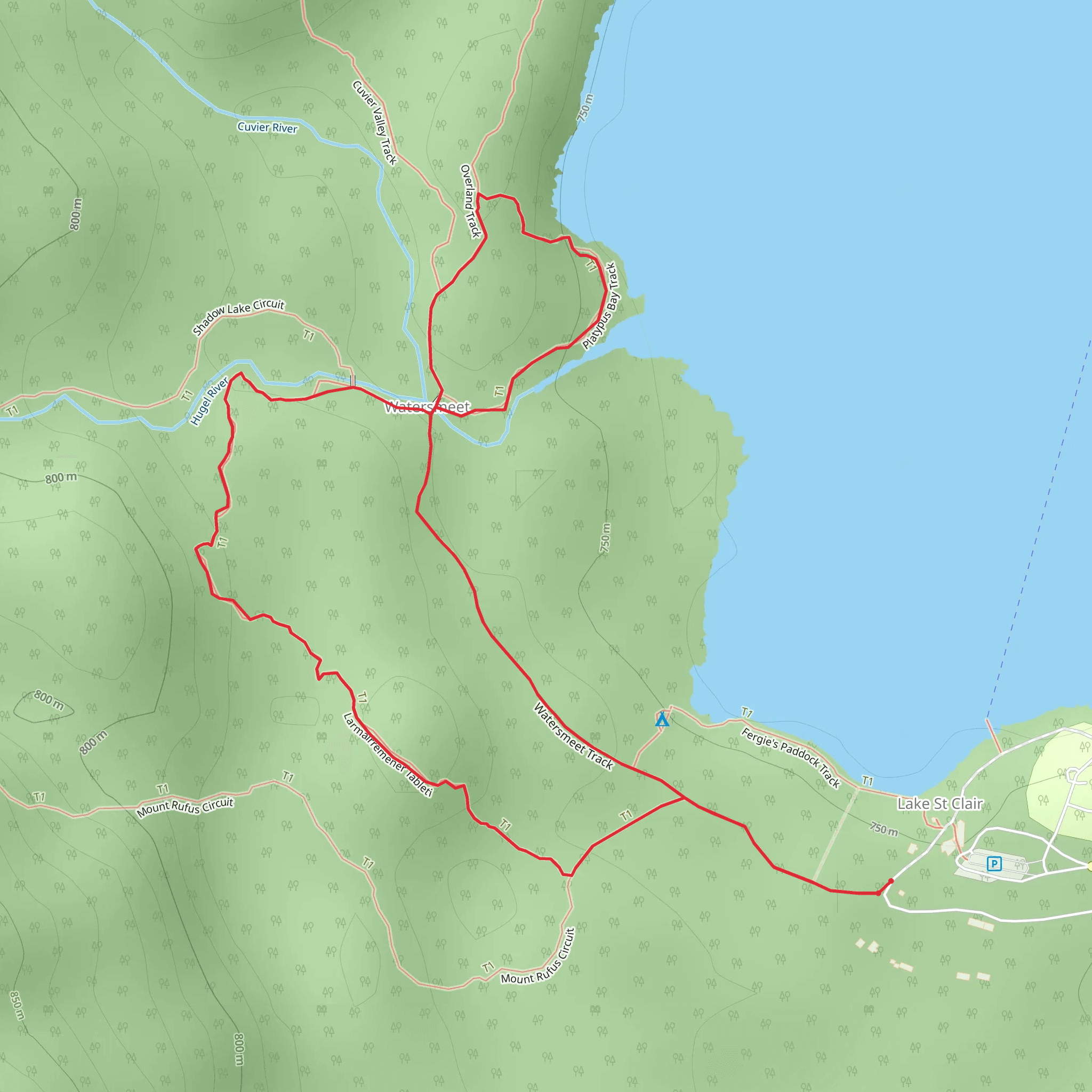 Lake St Clair Walks mobile static map