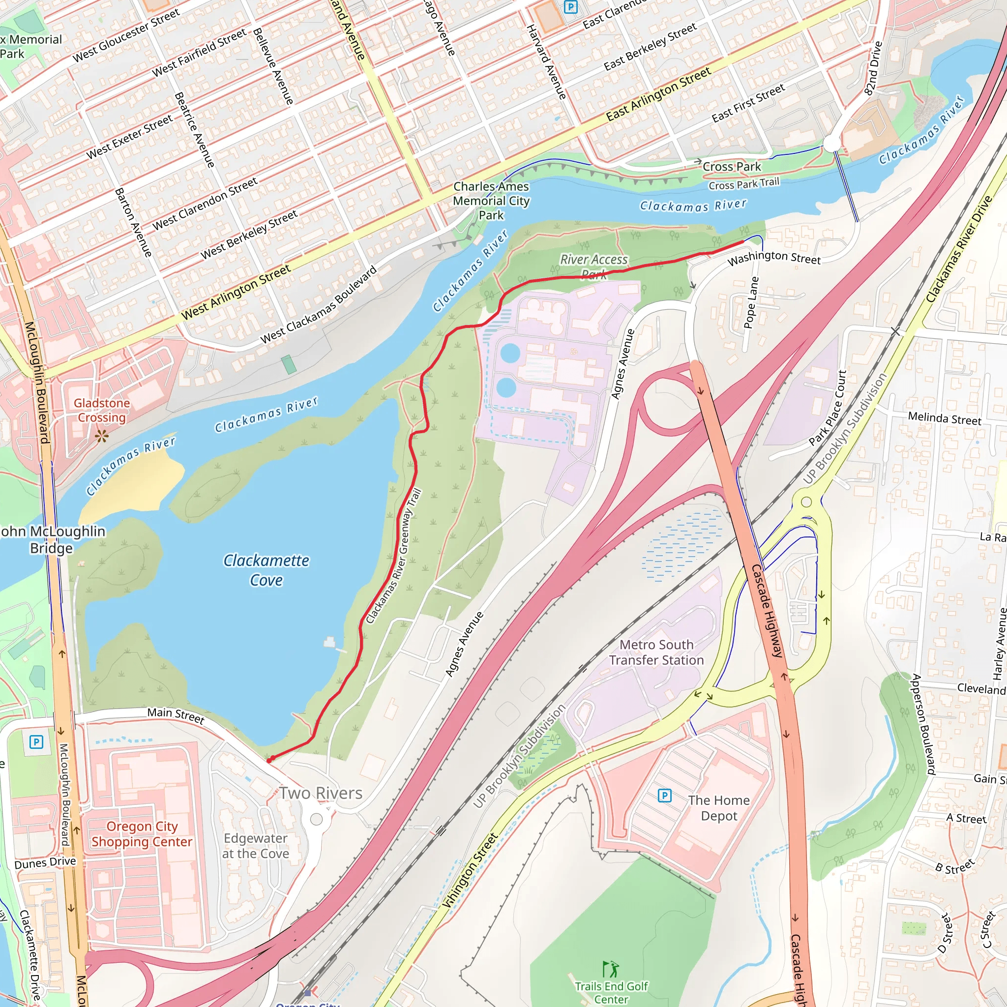 Clackamas River Greenway Trail mobile static map