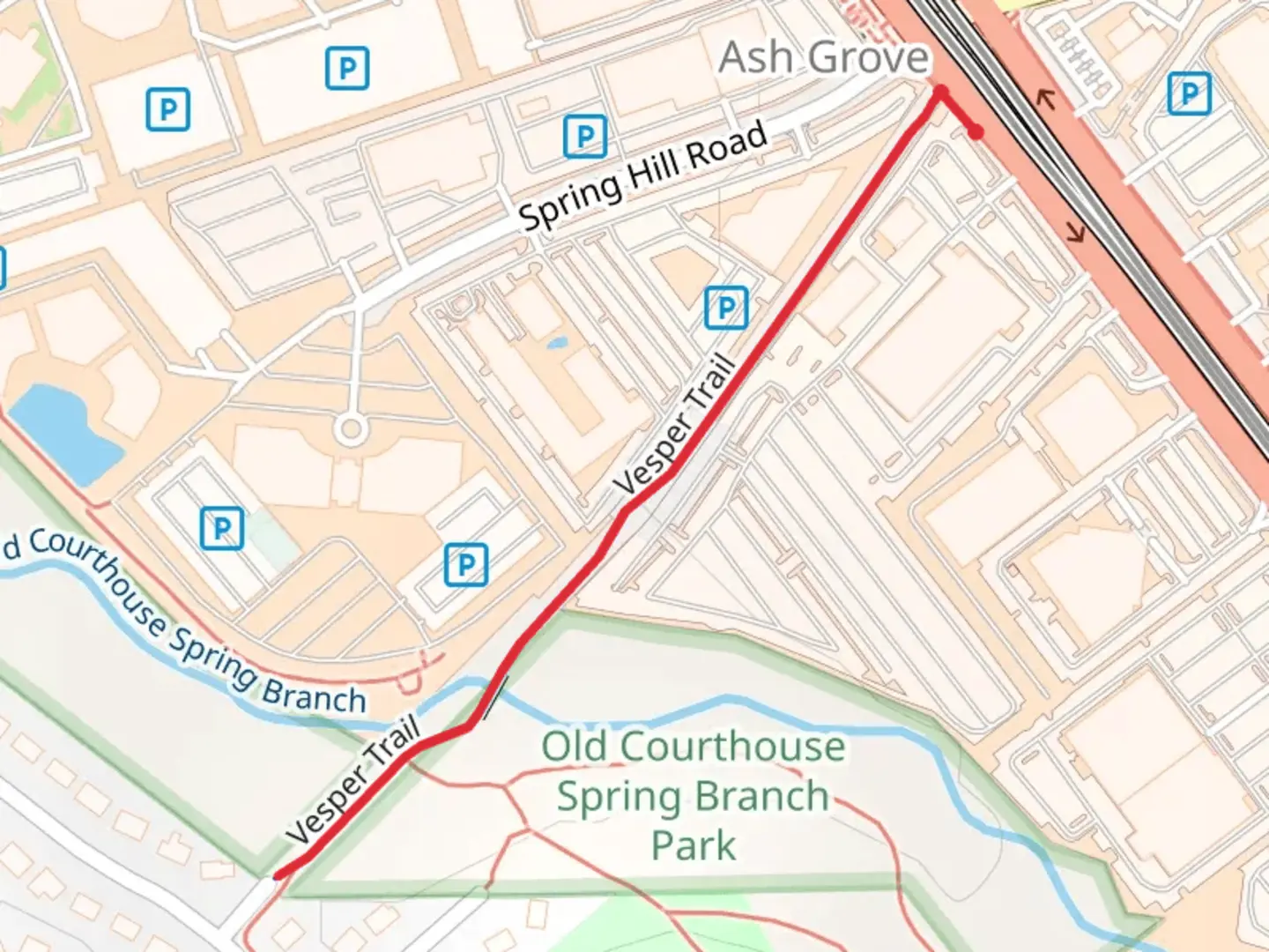 An image depicting the trail Vesper Trail and its surrounding area.