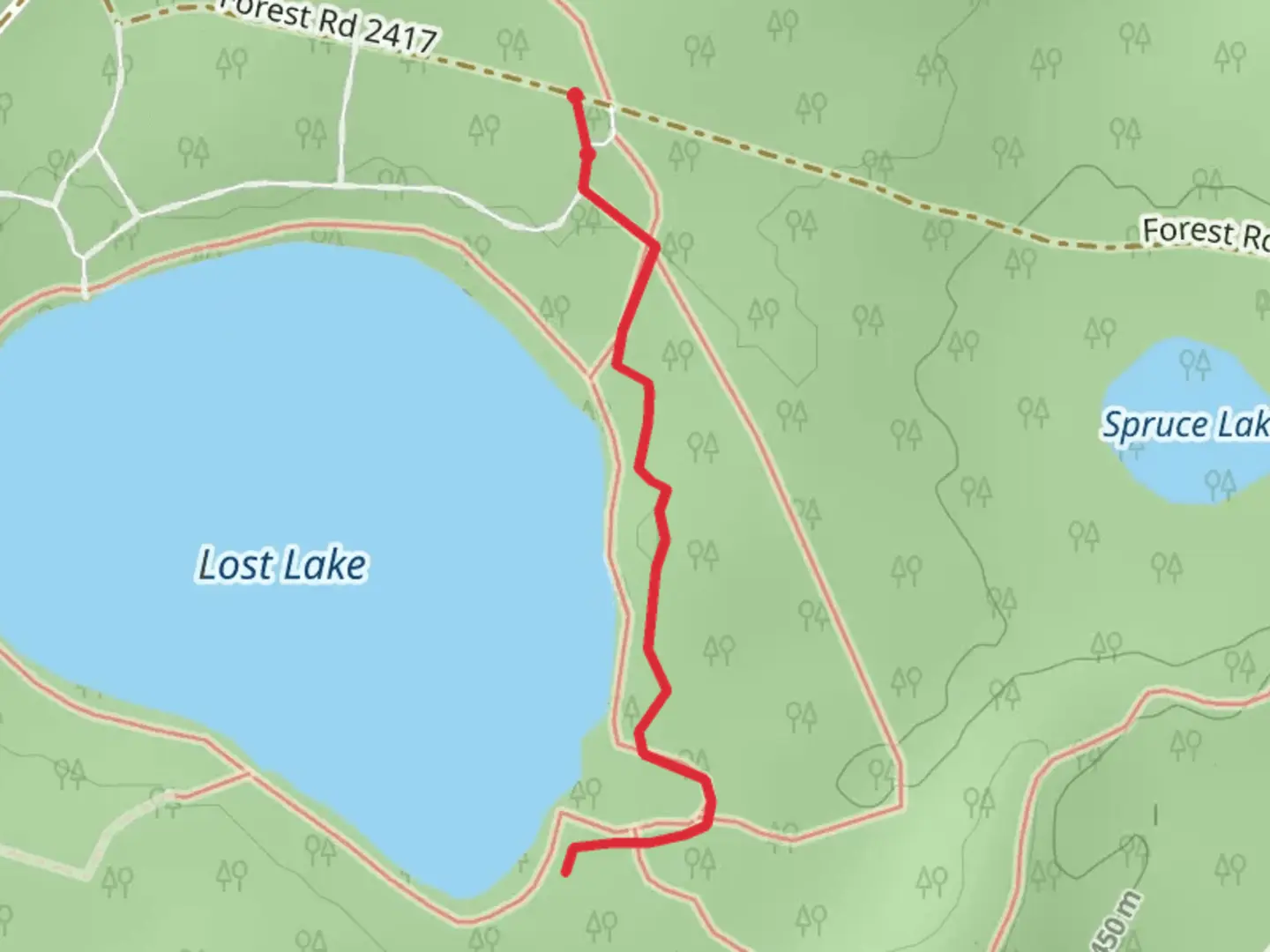 An image depicting the trail Lost Lake Assessors Trail and its surrounding area.