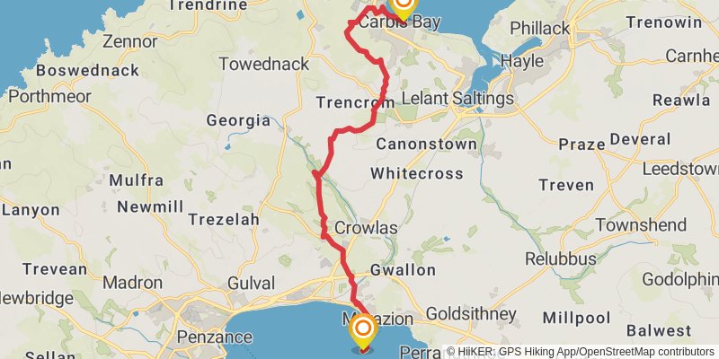 Cornish Celtic Way stage 11 Map