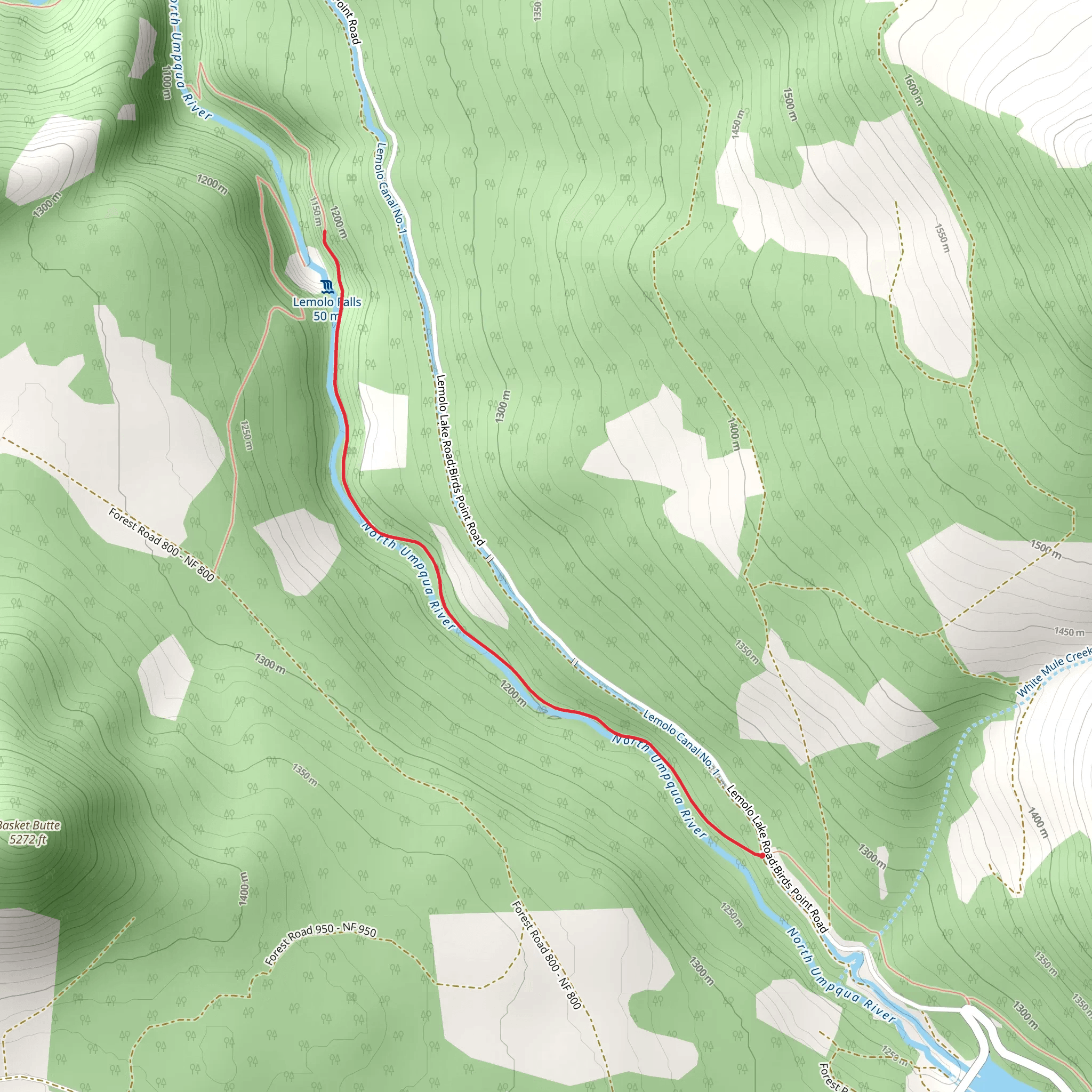 North Umpqua River Trail mobile static map
