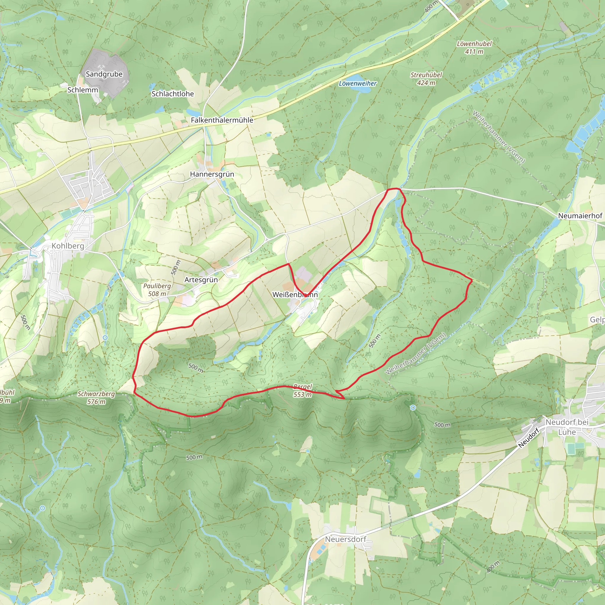 Weißenbrunn and Bergel Loop mobile static map