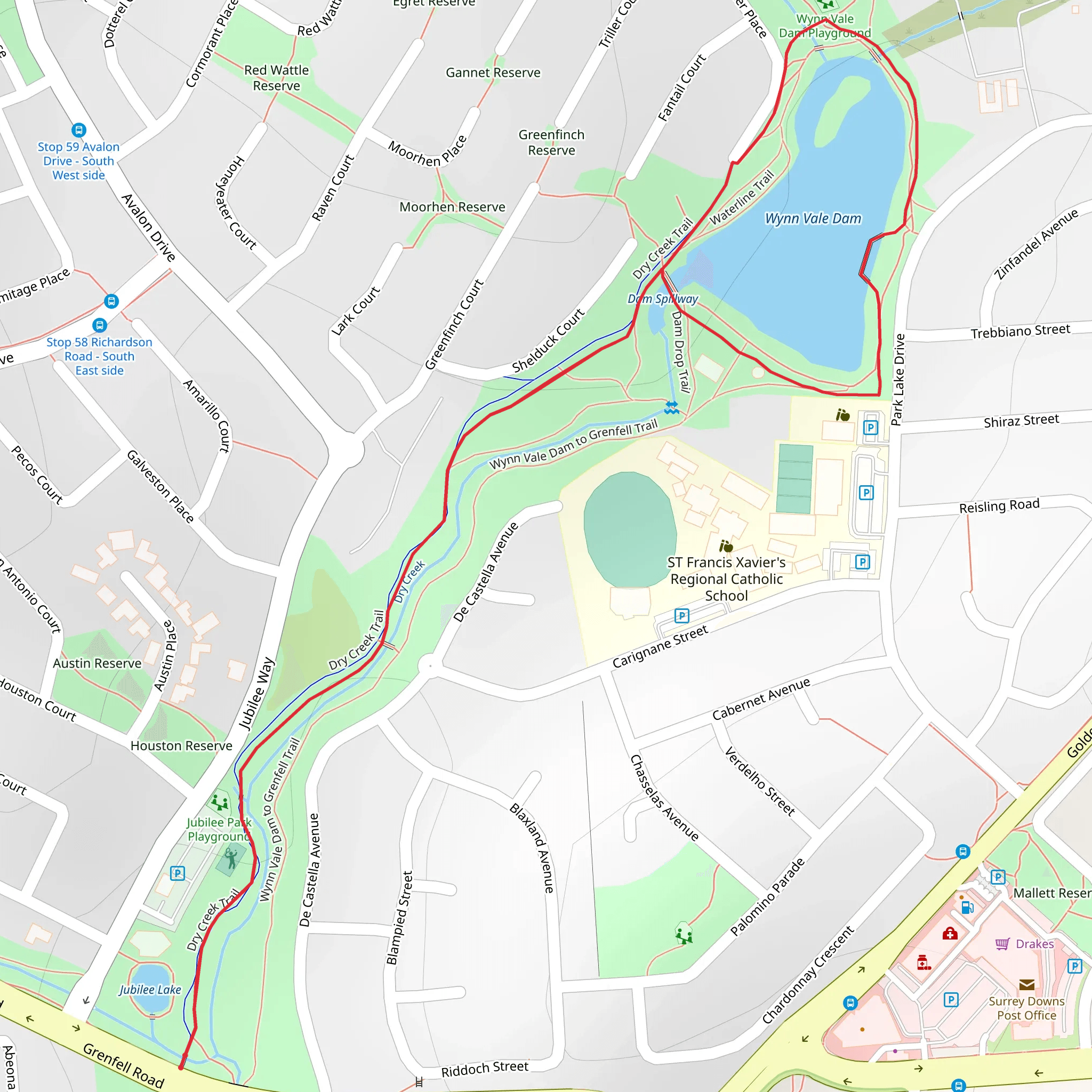Wynn Vale Dam Circuit Track mobile static map