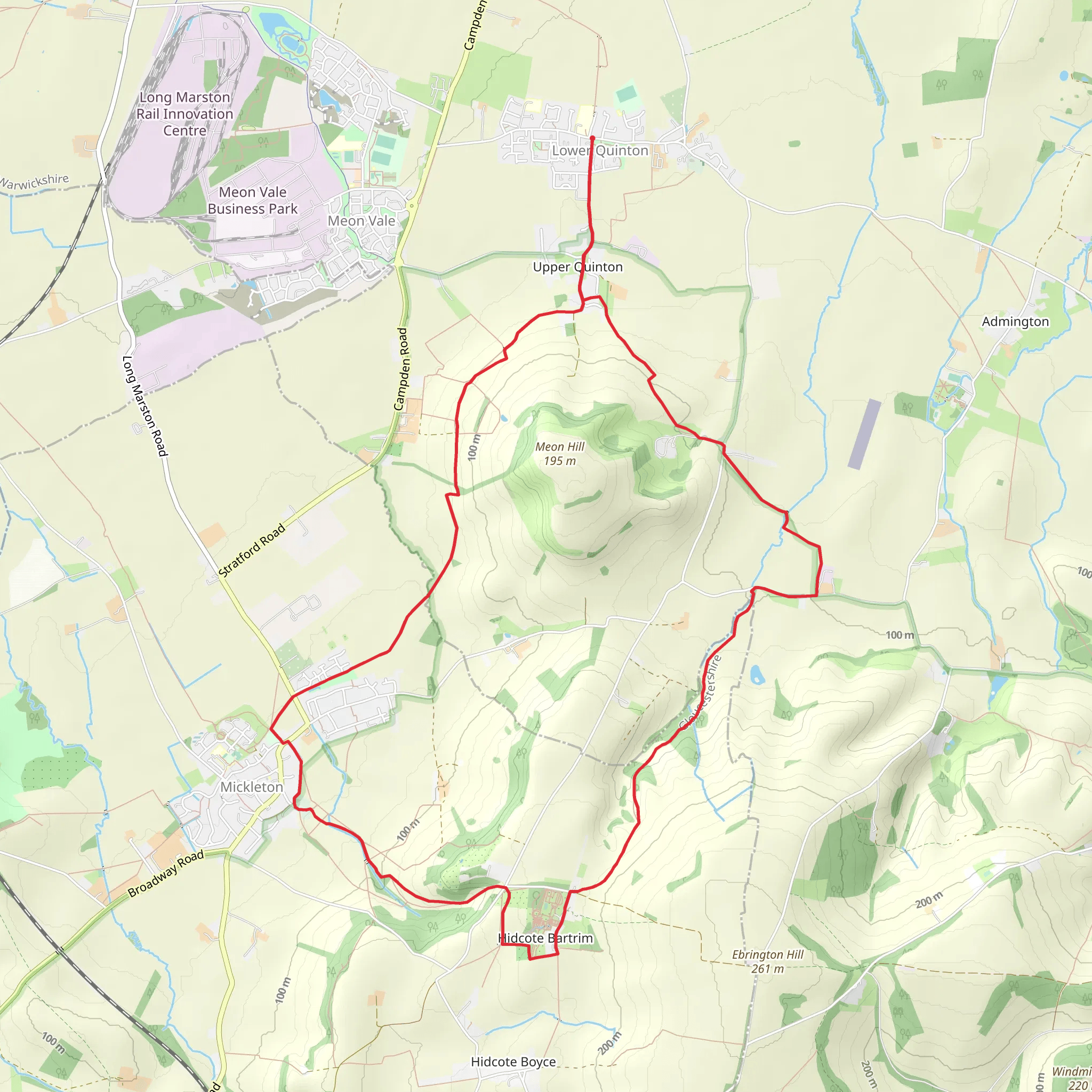 Upper Quinton and Hidcote Bartrim from Mickleton mobile static map