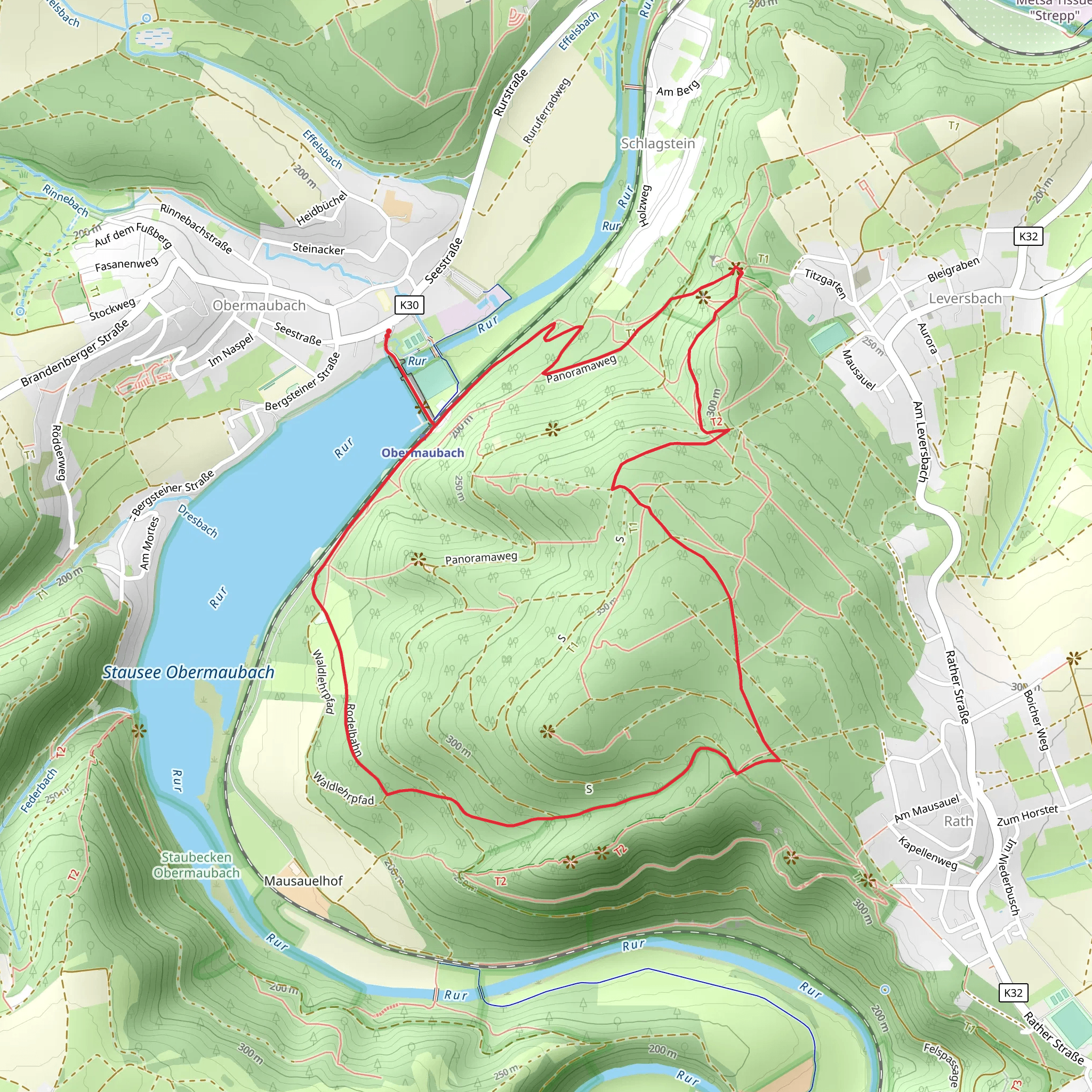 Engelsblick and Stausee Obermaubach via Kuehkopfsteig mobile static map