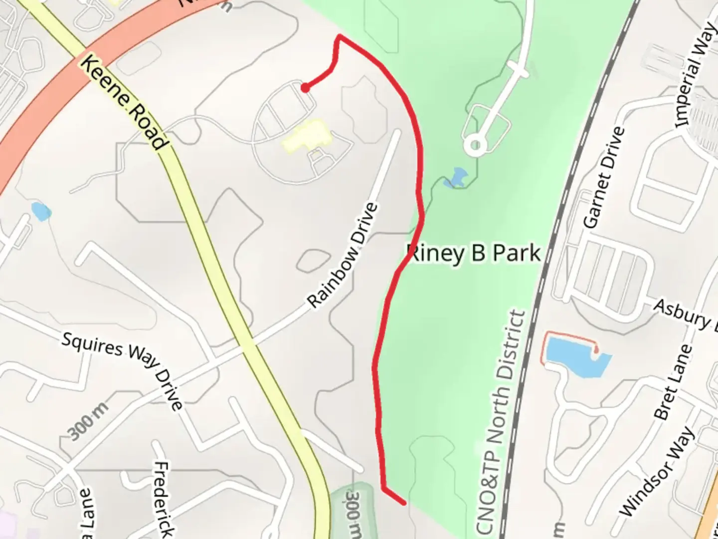An image depicting the trail Riney B Trail and its surrounding area.