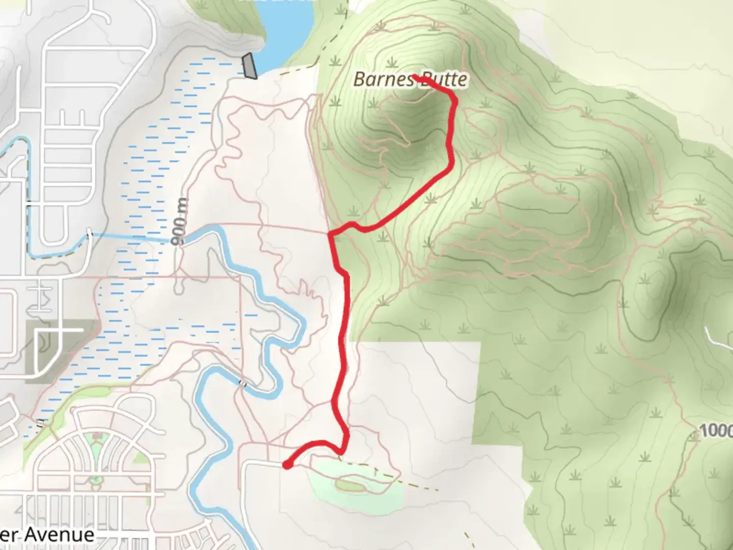 An image depicting the trail Barnes Butte and its surrounding area.