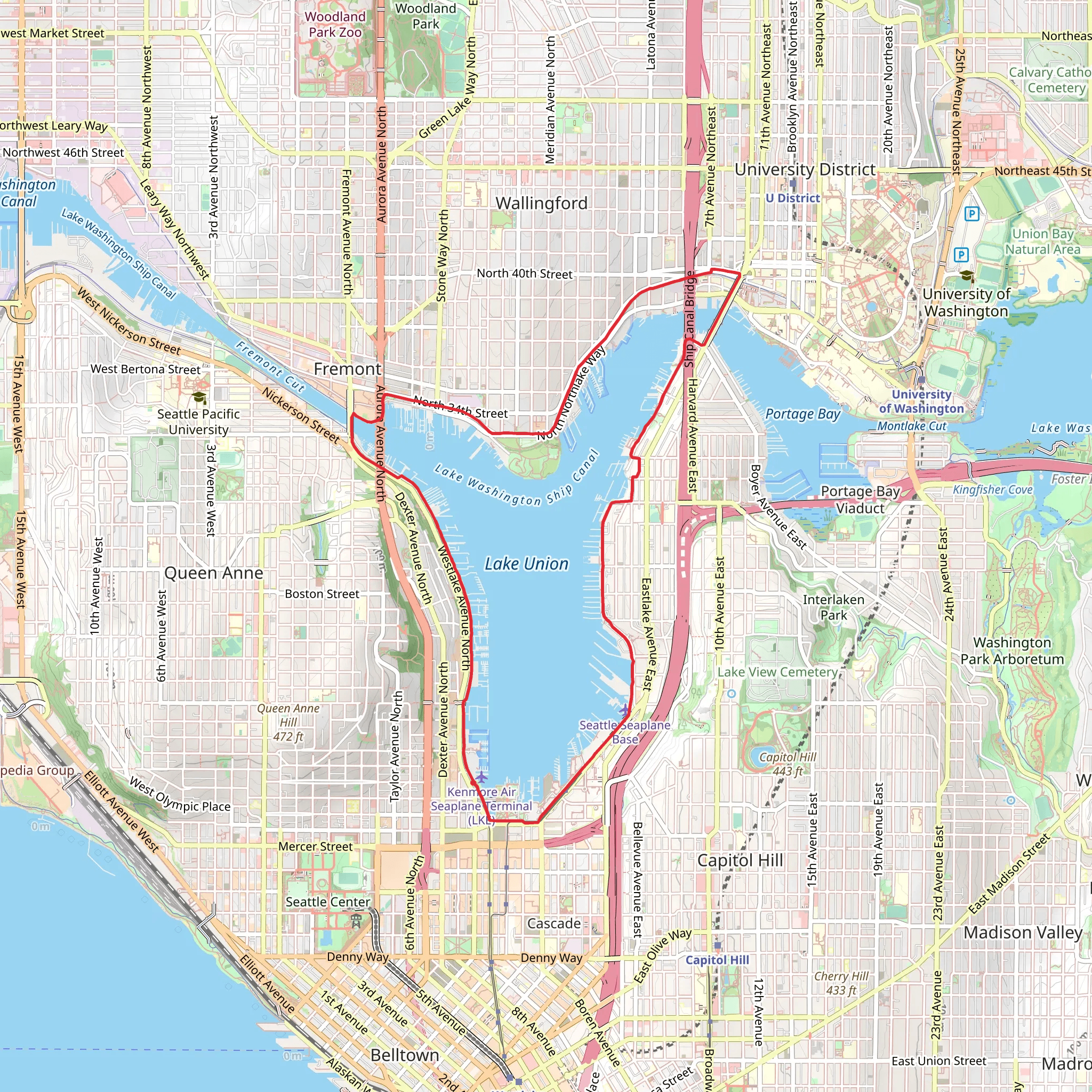 Lake Union Loop mobile static map