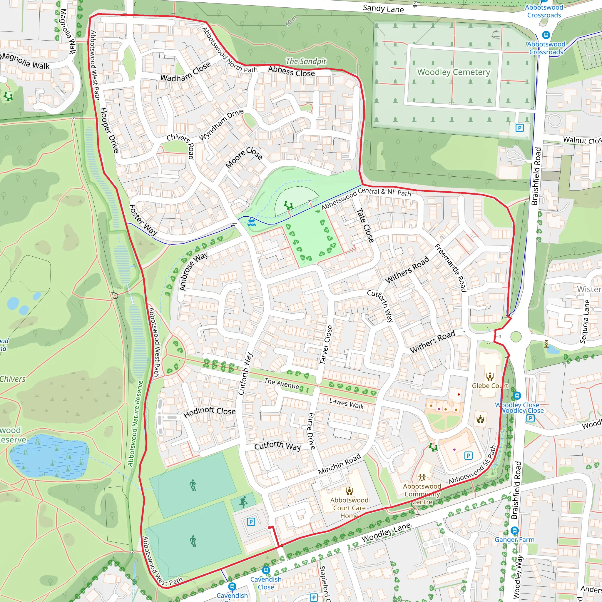 Abbotswood Circular Path mobile static map