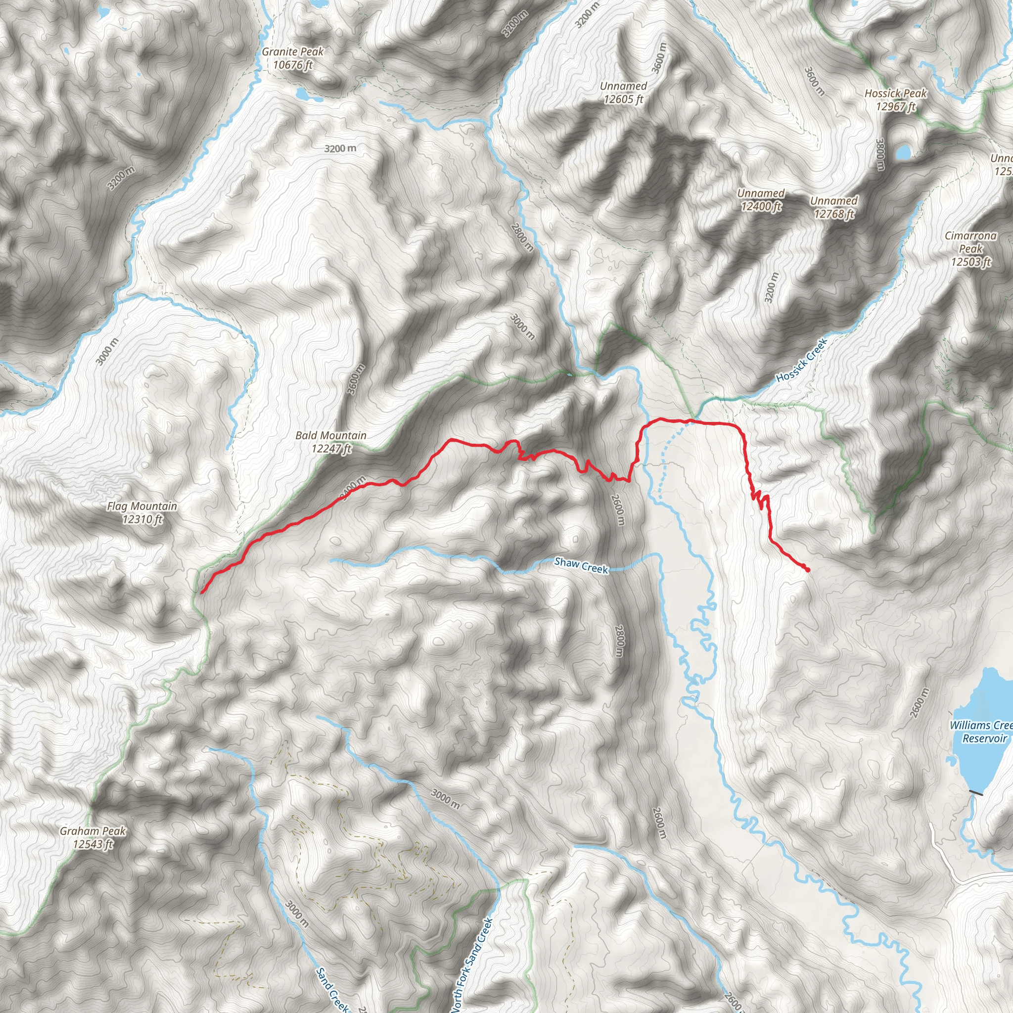 Falls Creek via Weminuche Trail mobile static map
