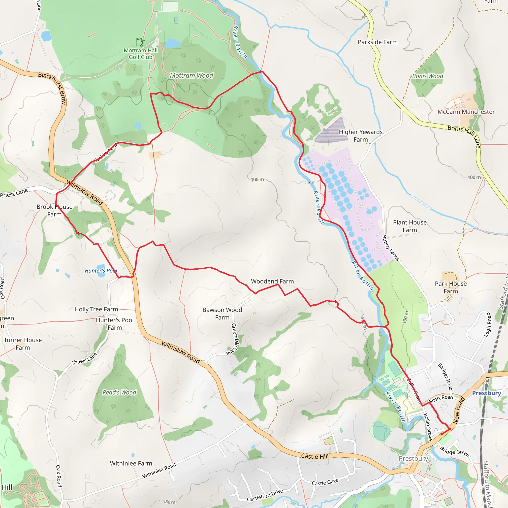 Mottram Wood and Prestbury Country Park mobile static map