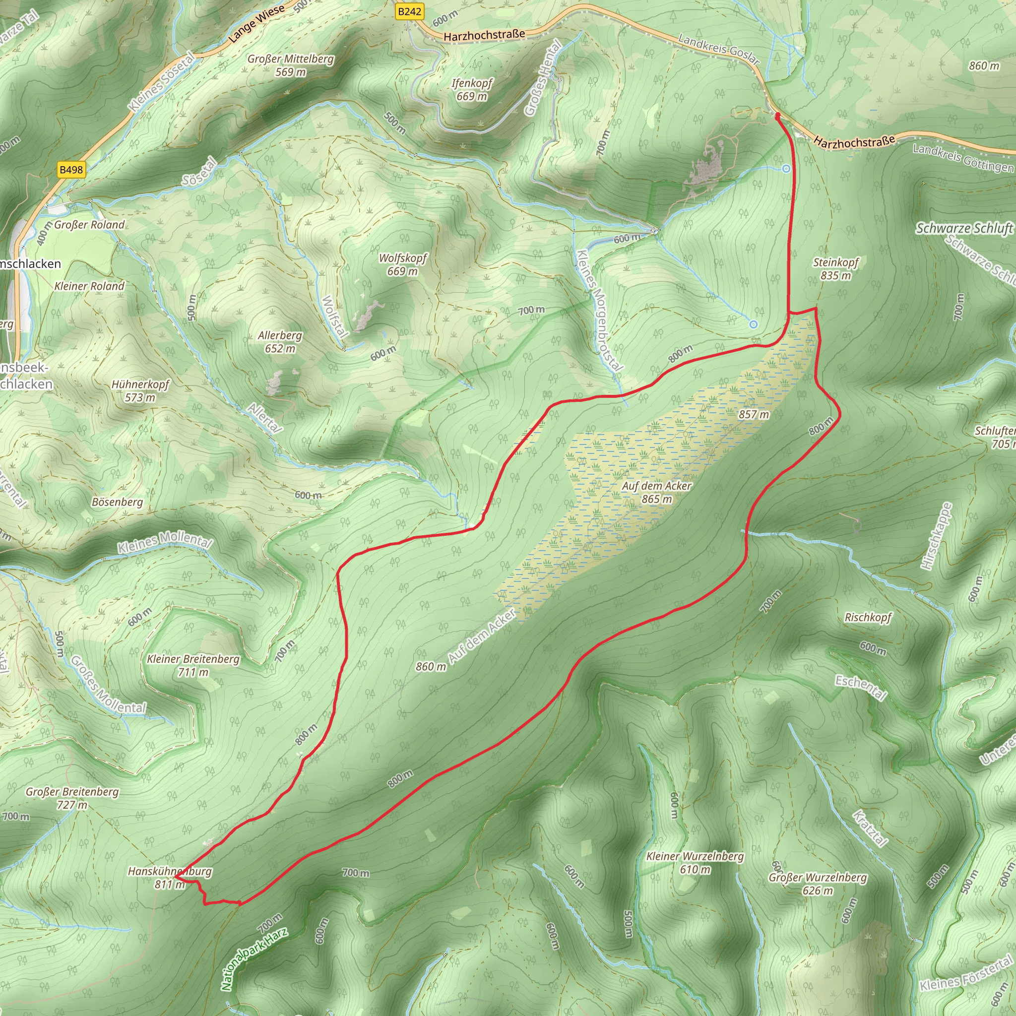 Auf dem Acker and Hanskuhenburg Loop mobile static map