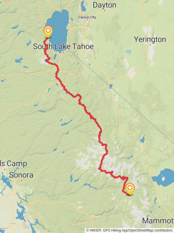 Tahoe To Yosemite Trail mobile static map