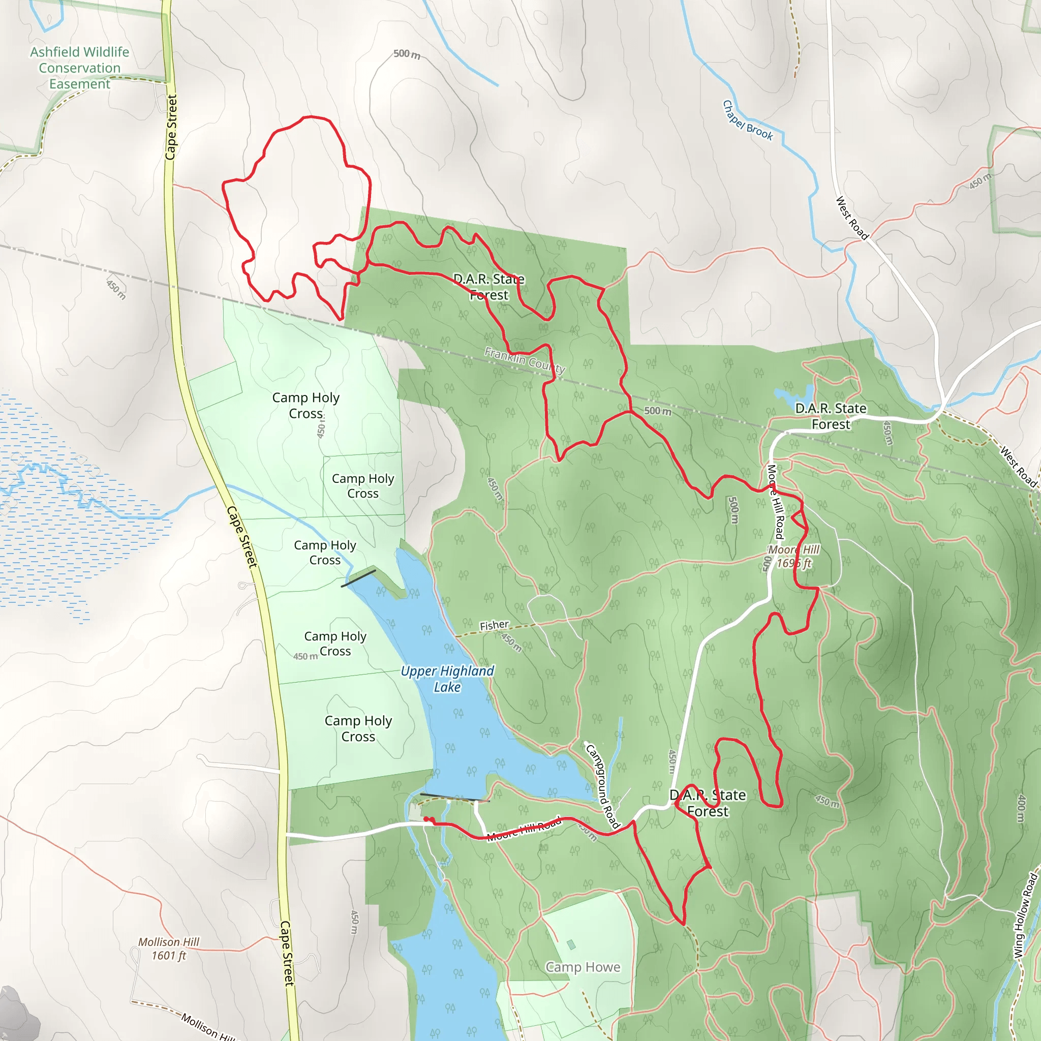 Moore Hill Loop in D A R State Forest mobile static map