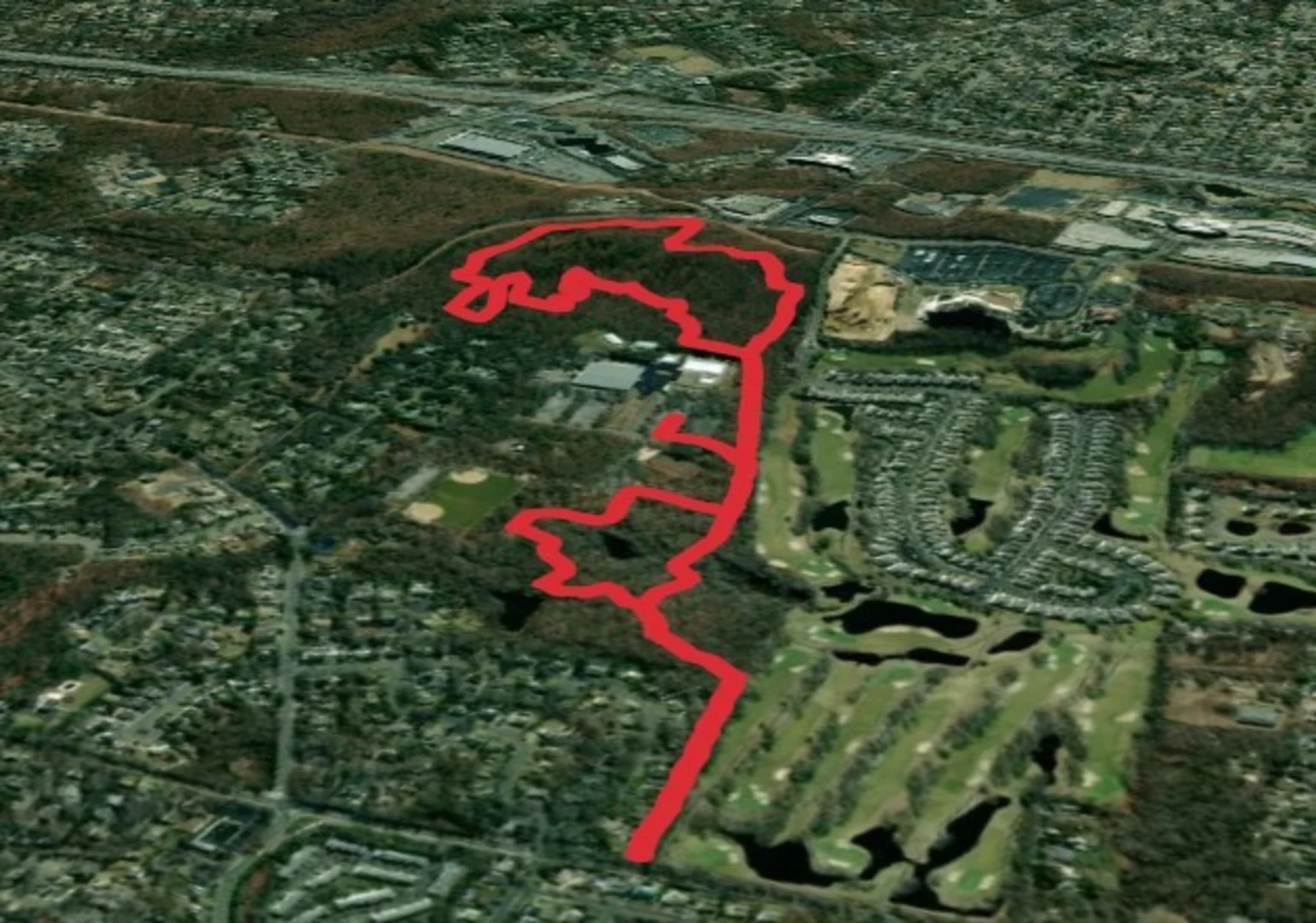 An image depicting the trail Hidden Pond Park Loop and its surrounding area.