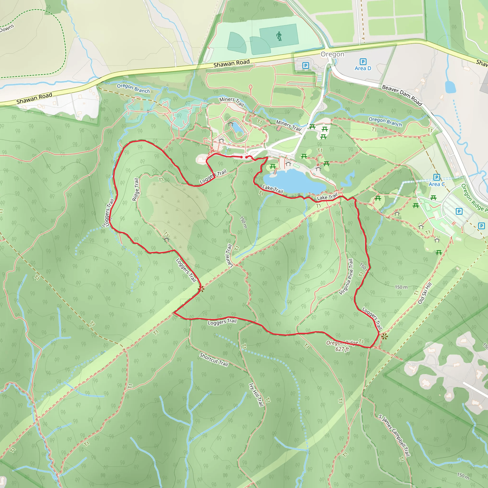 Loggers and Lake Loop Trail mobile static map