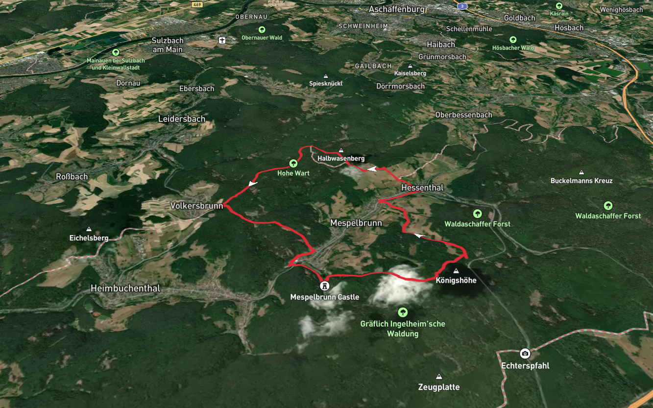 Hohe Wart via Knochenbrecherweg and Julius Echter Weg