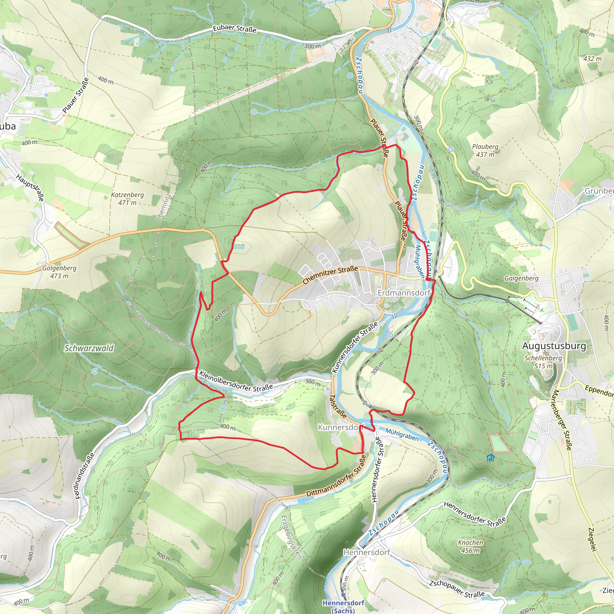 Kleiner Rundweg Erdmannsdorf and Grosser Ermannsdorfer mobile static map