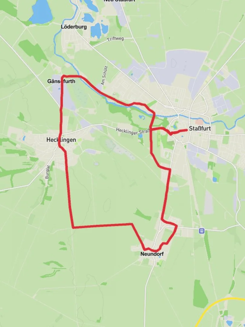 An image depicting the trail Stabfurt and Hecklingen Loop and its surrounding area.