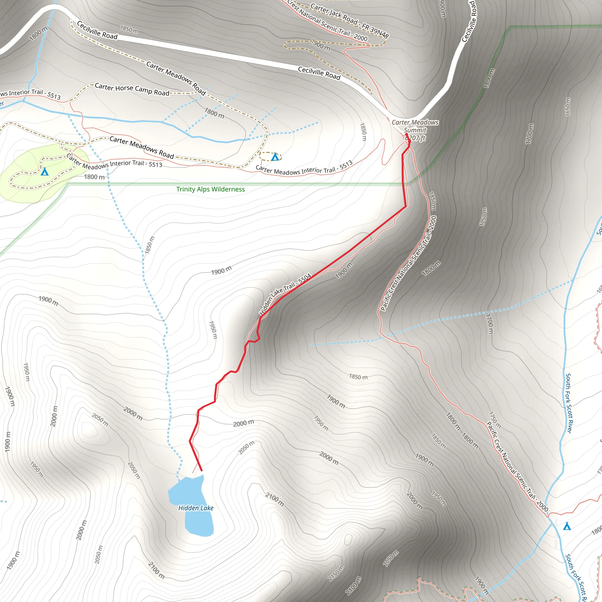 Hidden Lake Trail mobile static map
