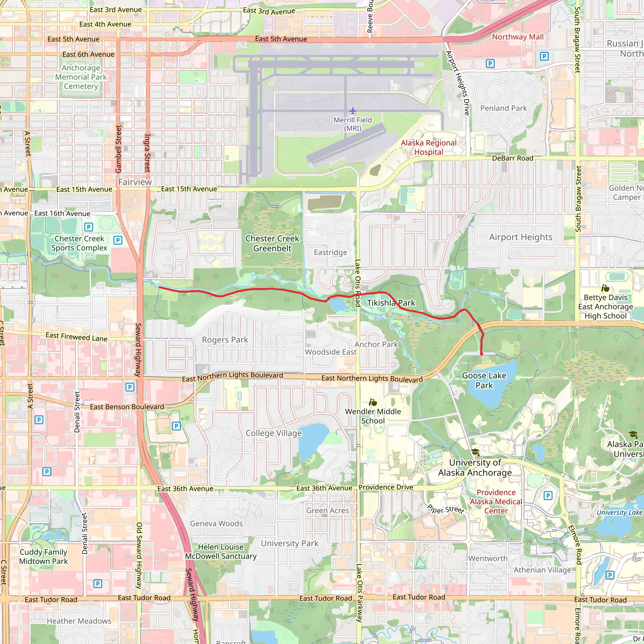 Chester Creek Trail from Goose Lake mobile static map
