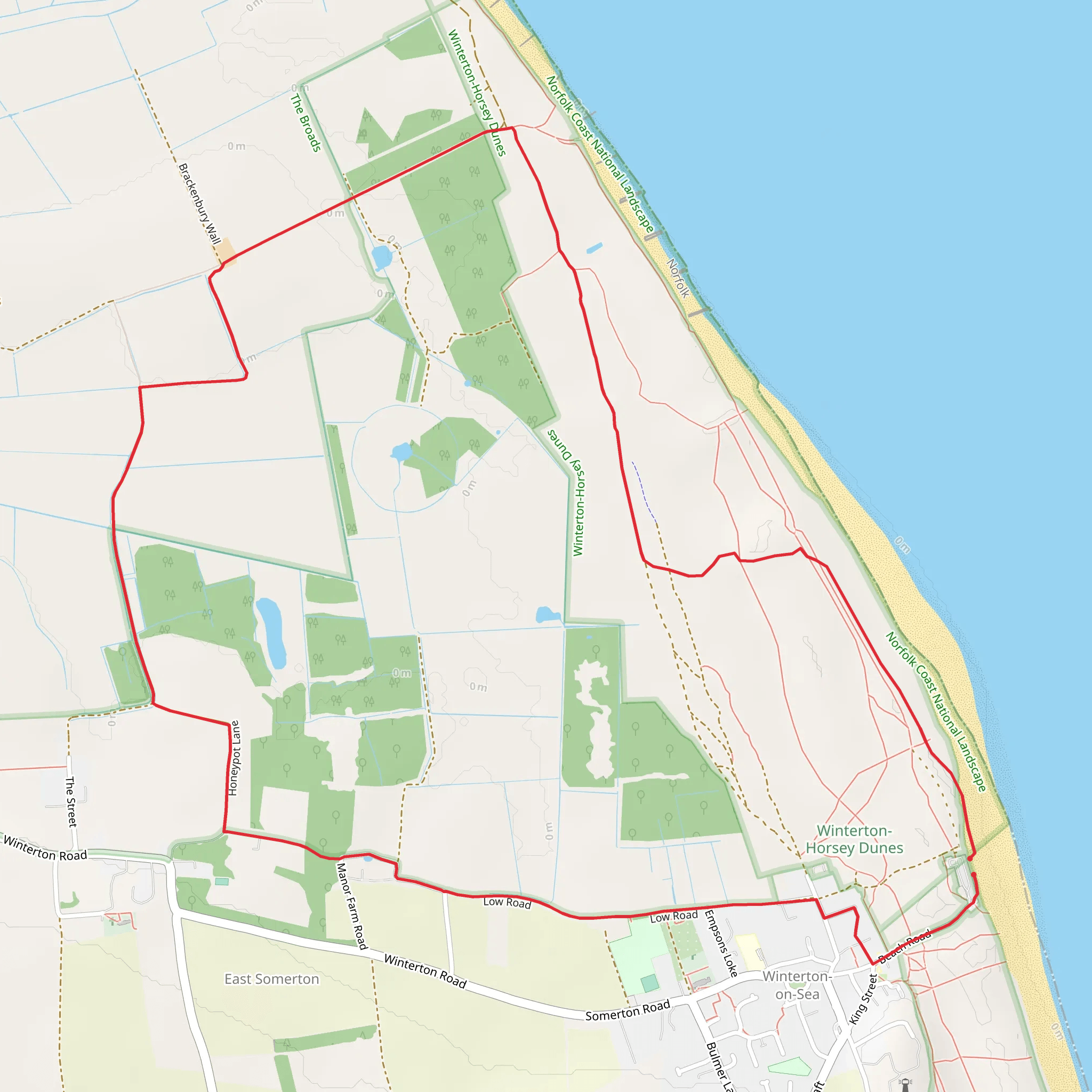Winterton on Sea Loop mobile static map