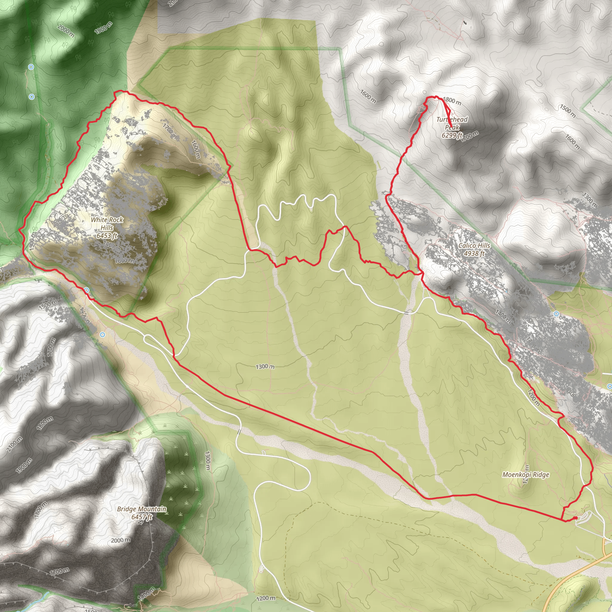 Calico Hills, Turtlehead Peak and White Rock Loop Trail mobile static map