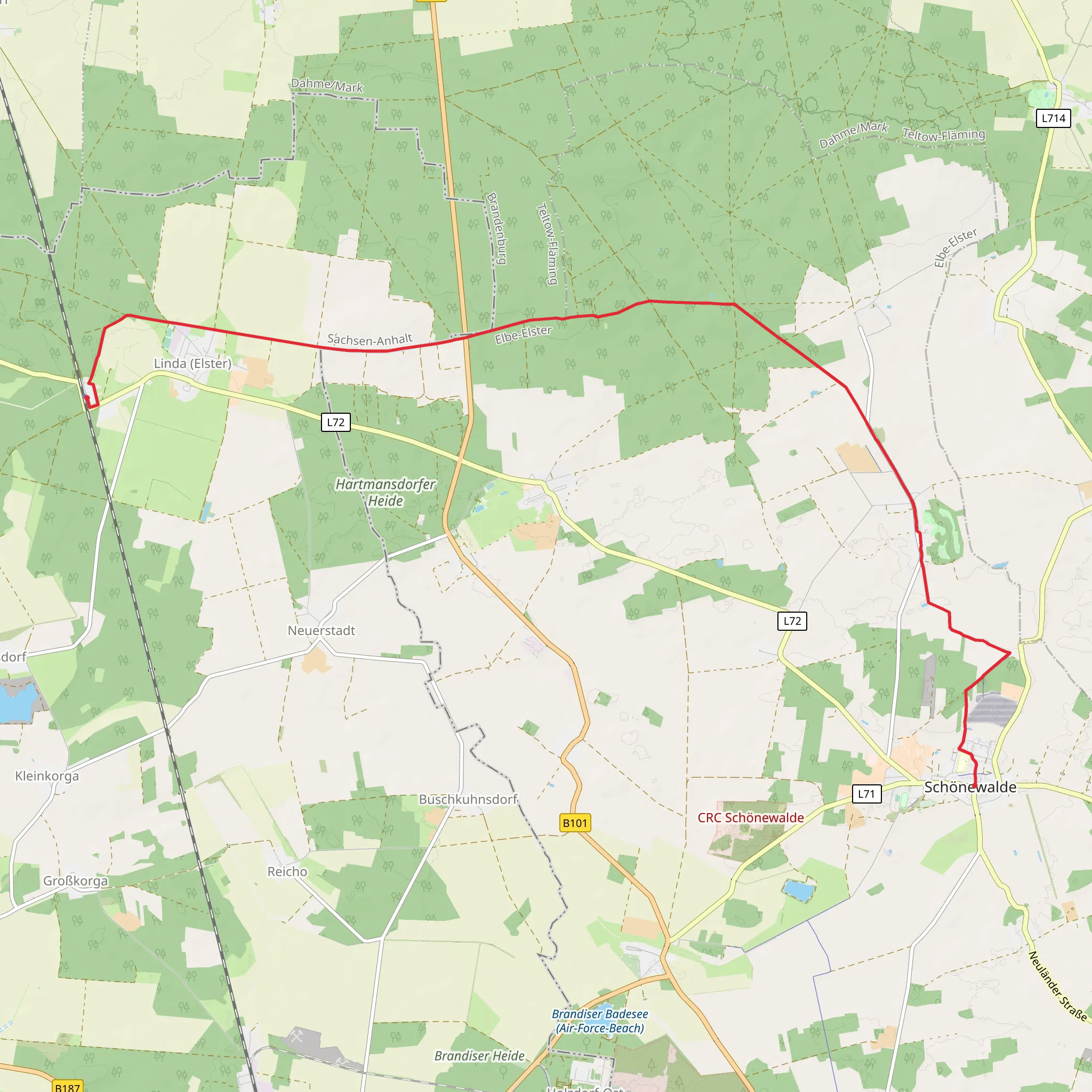 Linda to Schonewalde Walk mobile static map