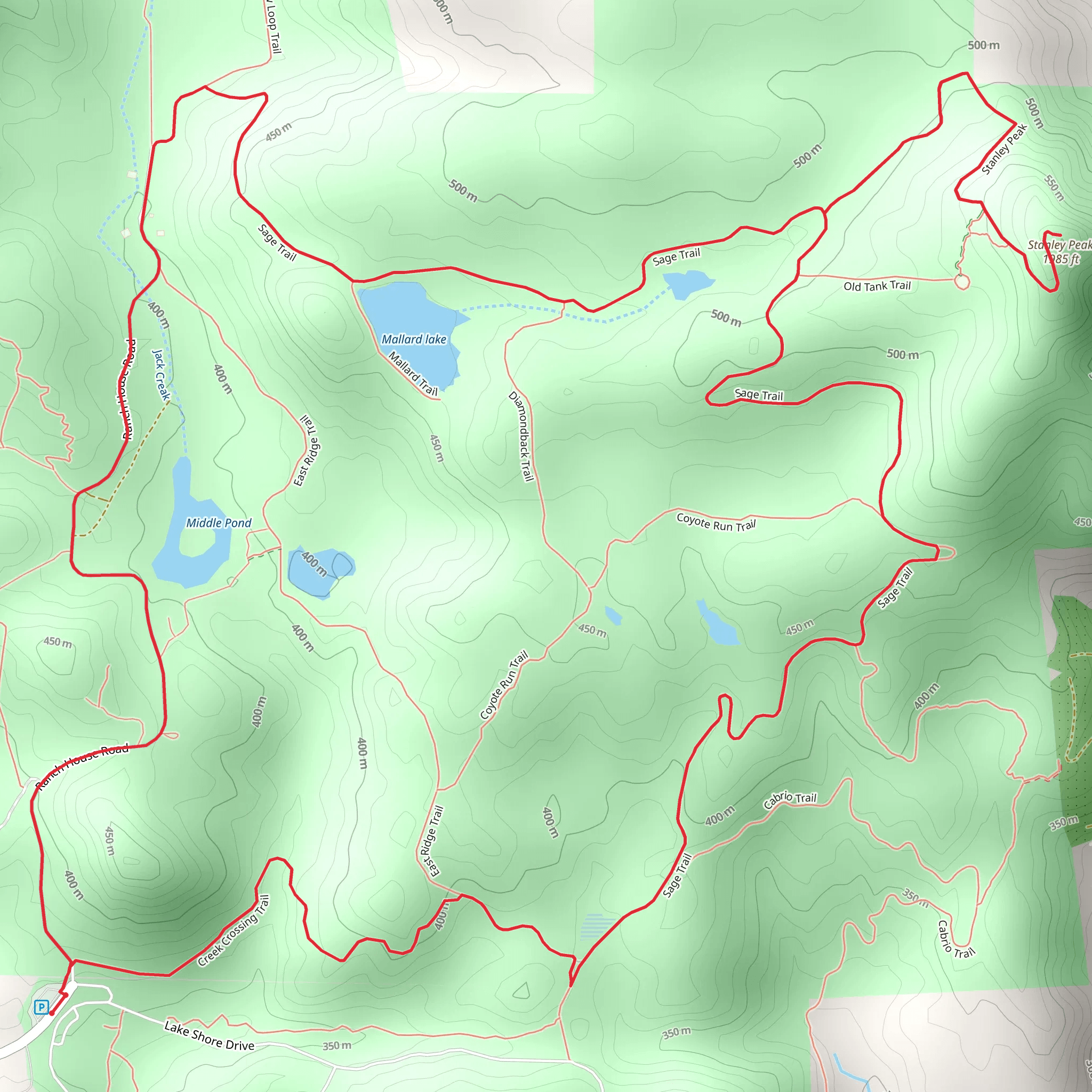Stanley Peak Loop via Creek crossing mobile static map