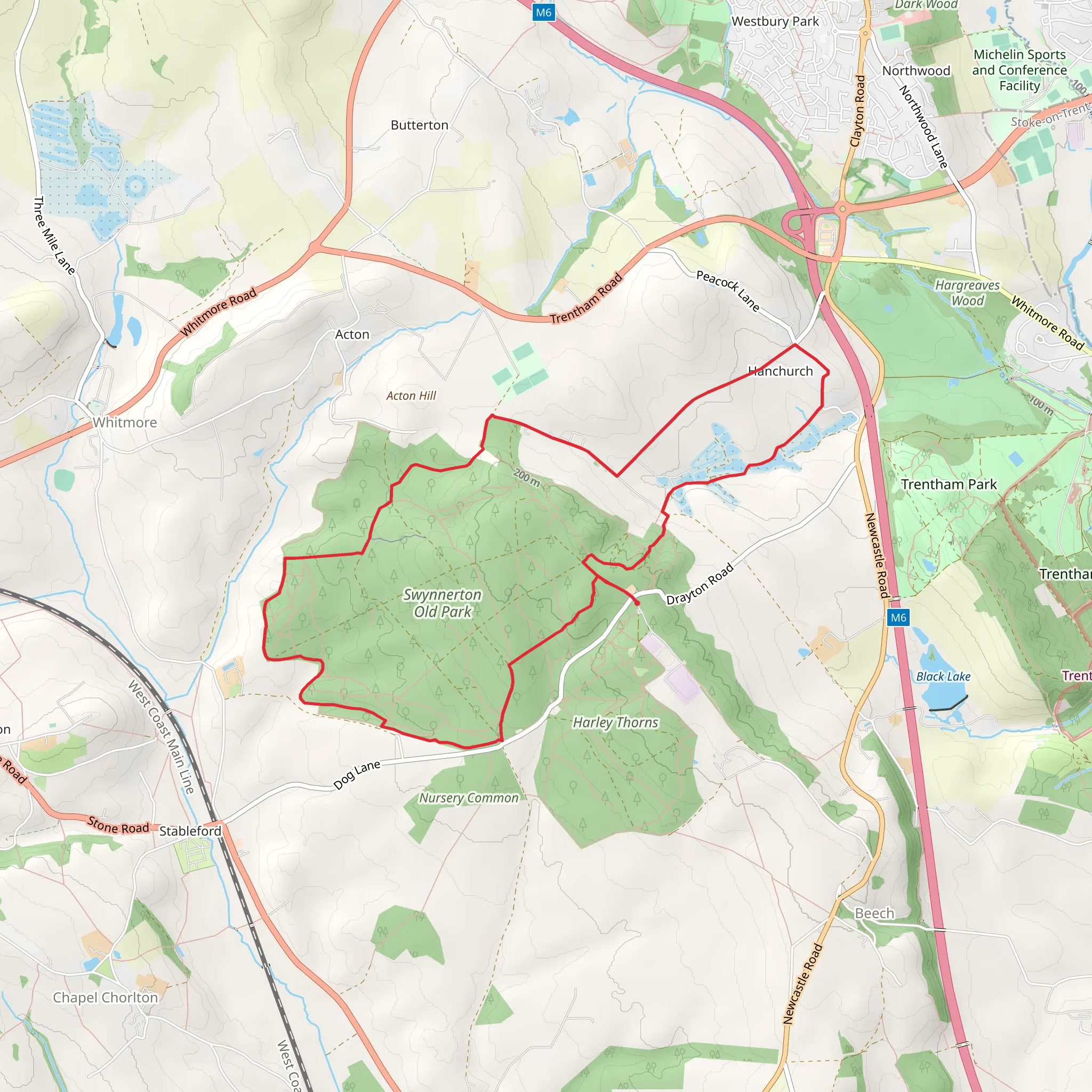 Swynnerton Old Park Loop mobile static map