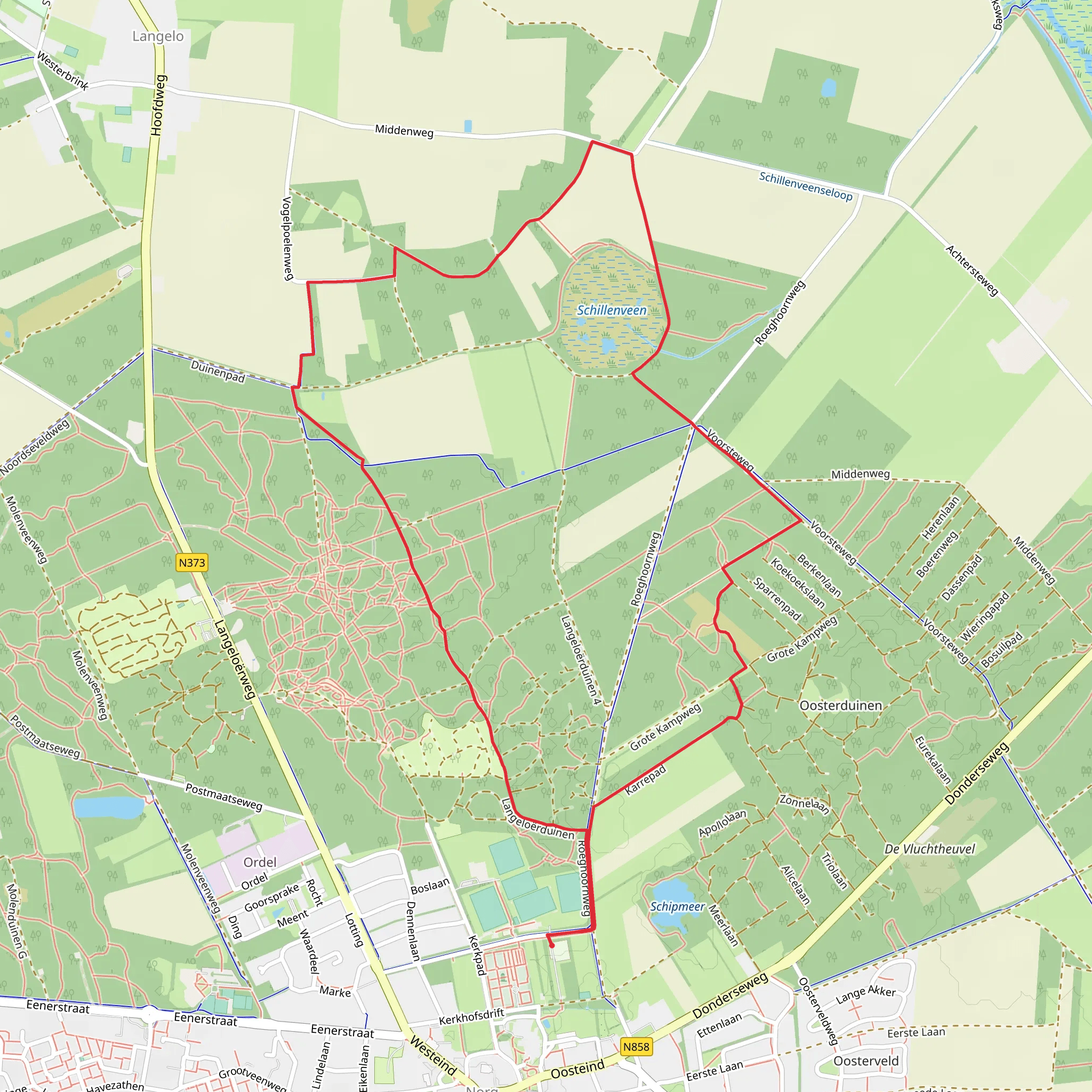 Achter Het Hout and Schilen Veen via Voorste Weg mobile static map
