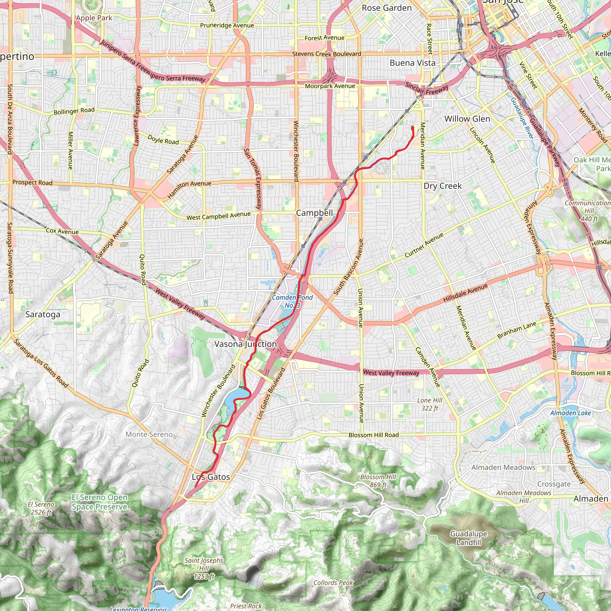 Los Gatos Creek Trail mobile static map