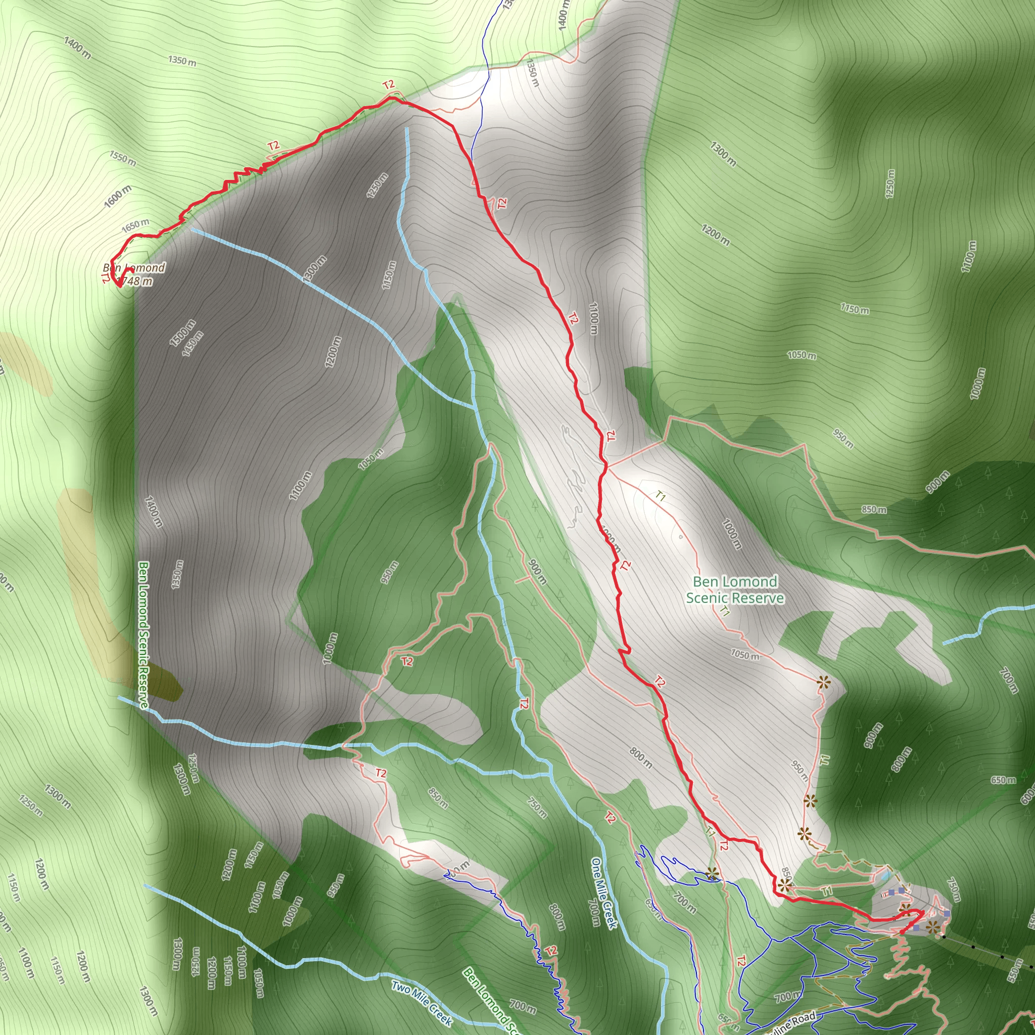 Ben Lomond Track mobile static map
