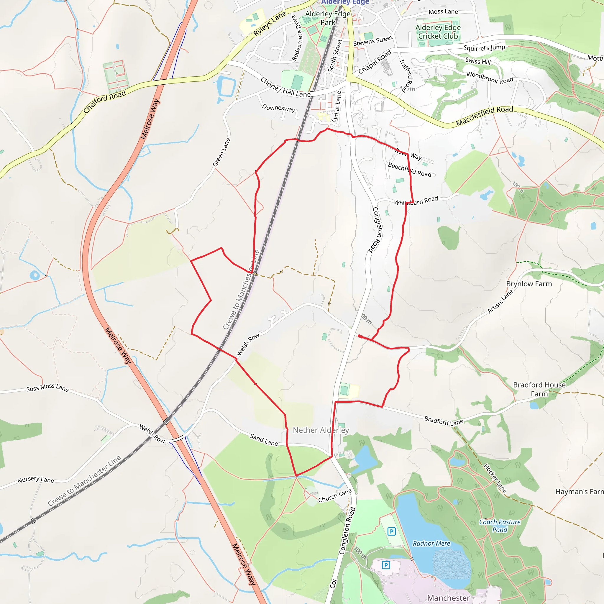 Nether Alderley Loop mobile static map